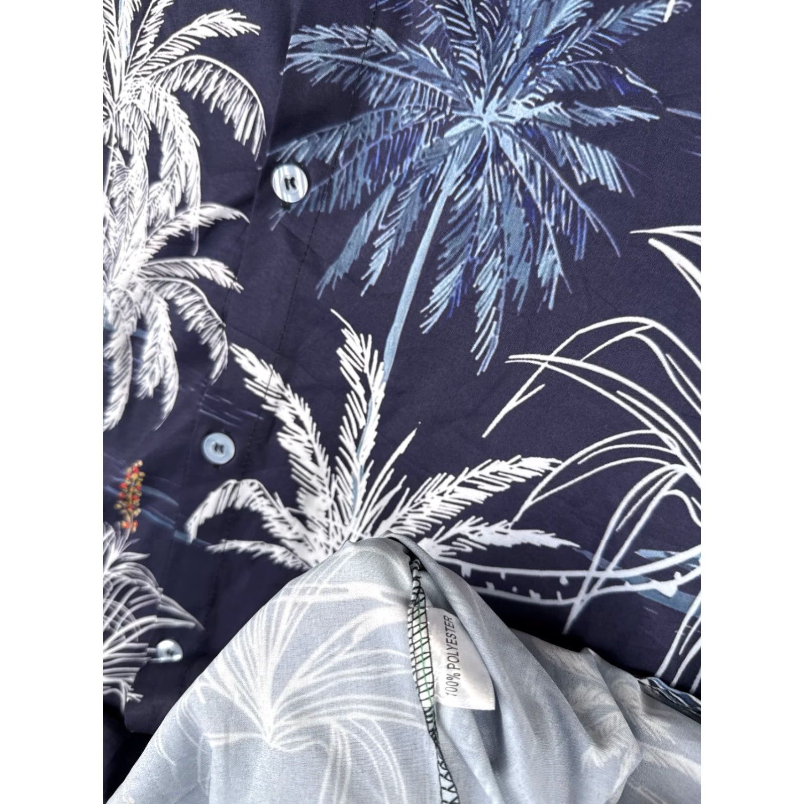 Vintage Hawaiian Shirt Shirt Men 5XL XXXXXL Blue White Palm Tree Floral Cotton Blend Size US XXL / EU 58 / 5 - 7 Thumbnail