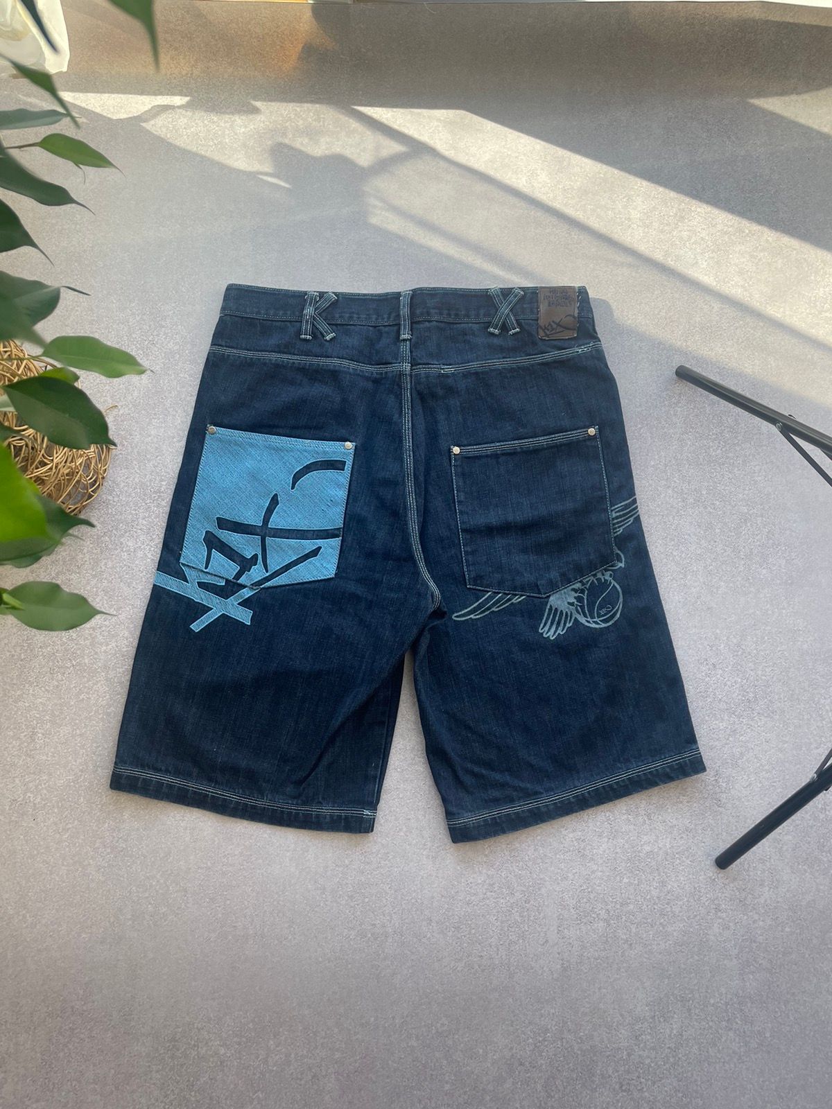 Pre-owned Archival Clothing X Vintage Distressed Y2k Rap Sk8 Denim Shorts In Blue