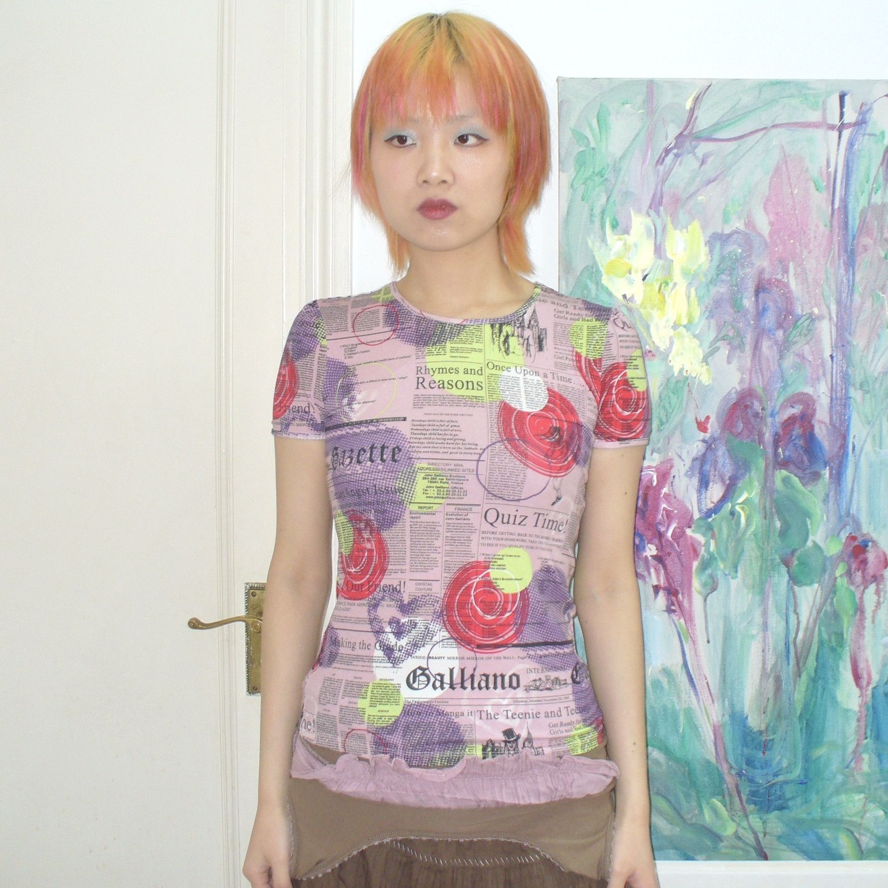 John Galliano John Galliano pink newspaper print tee Size XS / US 0-2 / IT 36-38 - 1 Thumbnail