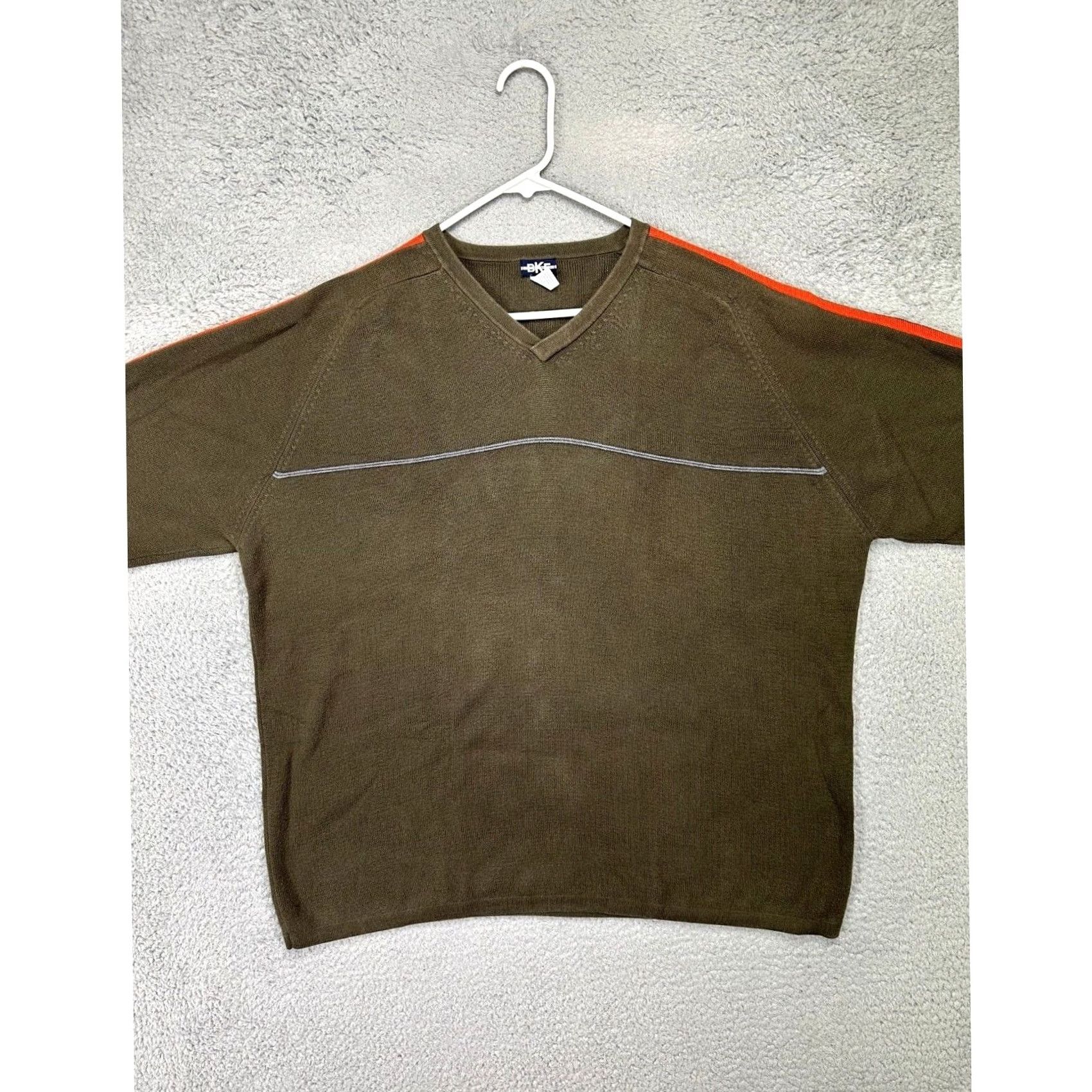 BKE BKE Sweatshirt Mens Large Olive Green Orange V-Neck Pullover Long Sleeve Shirt Size US L / EU 52-54 / 3 - 2 Thumbnail