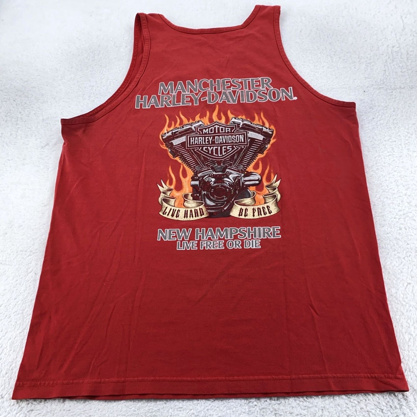 Harley Davidson Harley-Davidson Mens Tank Top Skull Biker Motorcycle Red Graphic Print Sleeve-less Gunther? Size US L / EU 52-54 / 3 - 3 Thumbnail