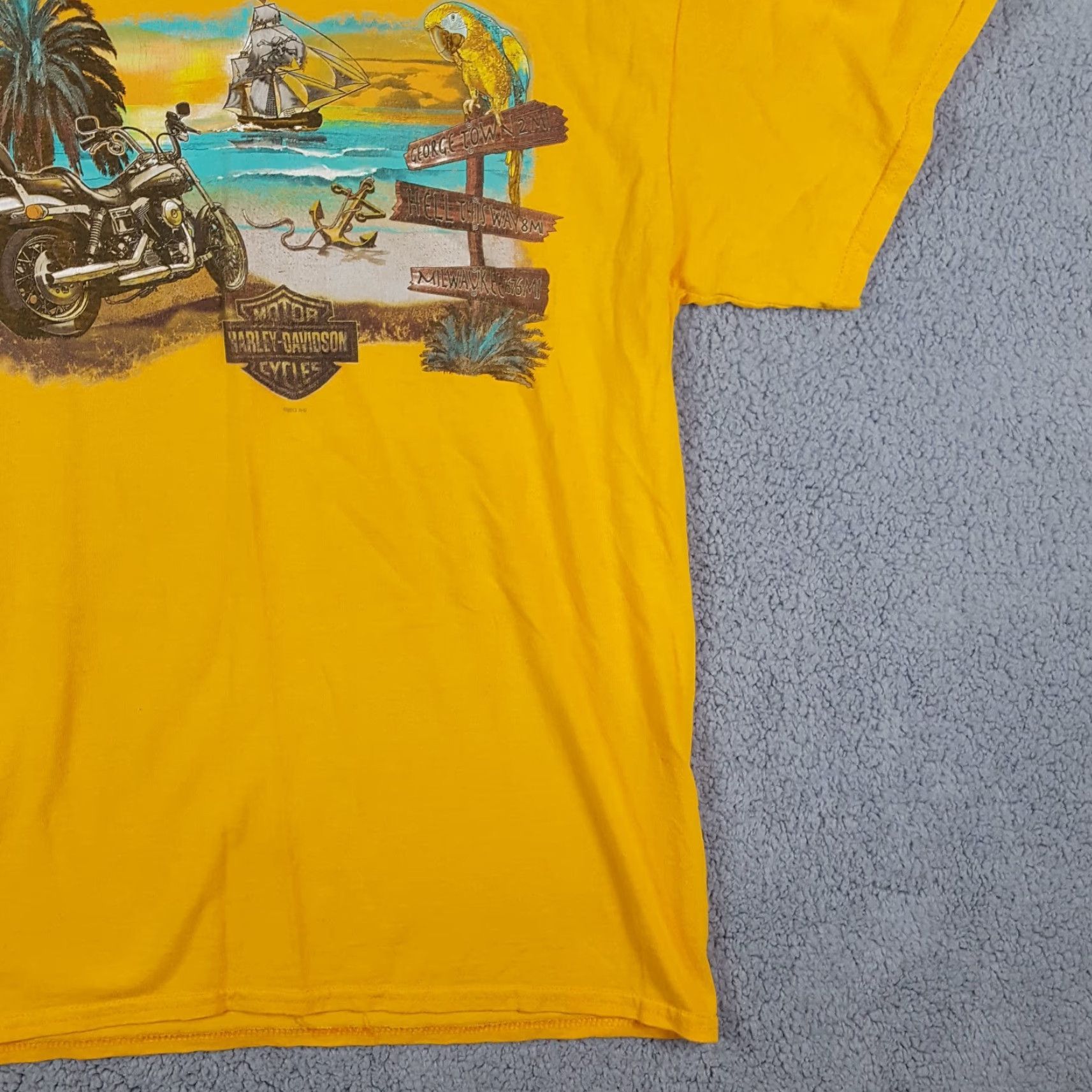 Harley Davidson Vintage Harley-Davidson T-Shirt Men's Large Biker Pirate Beach Retro Yellow Cotton Y2K Motorcycle Outdoor Accessories Size US L / EU 52-54 / 3 - 4 Thumbnail