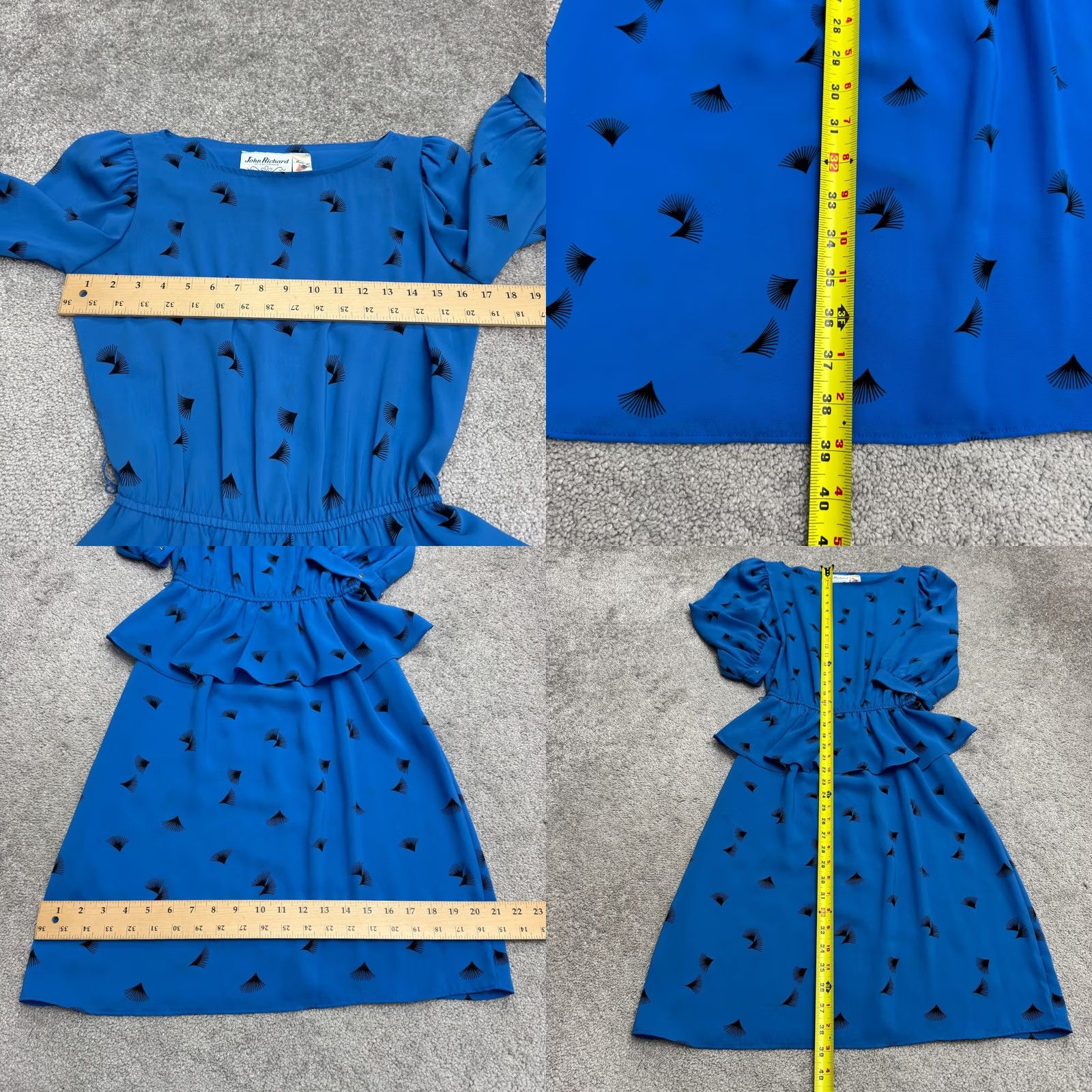 Vintage VINTAGE John Richard Blue Peplum A-Line Midi Dress Womens 5/6 80s Fan Size M / US 6-8 / IT 42-44 - 9 Thumbnail