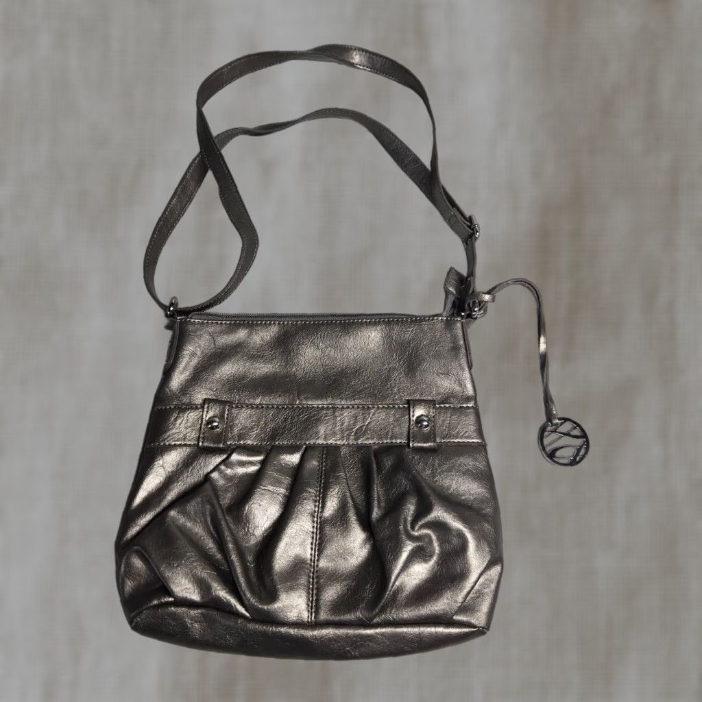 Vintage VINTAGE Style&co. Gray Silver Crossbody Purse Women Medium Faux Leather Women's Accessories 2000s Size ONE SIZE - 1 Thumbnail