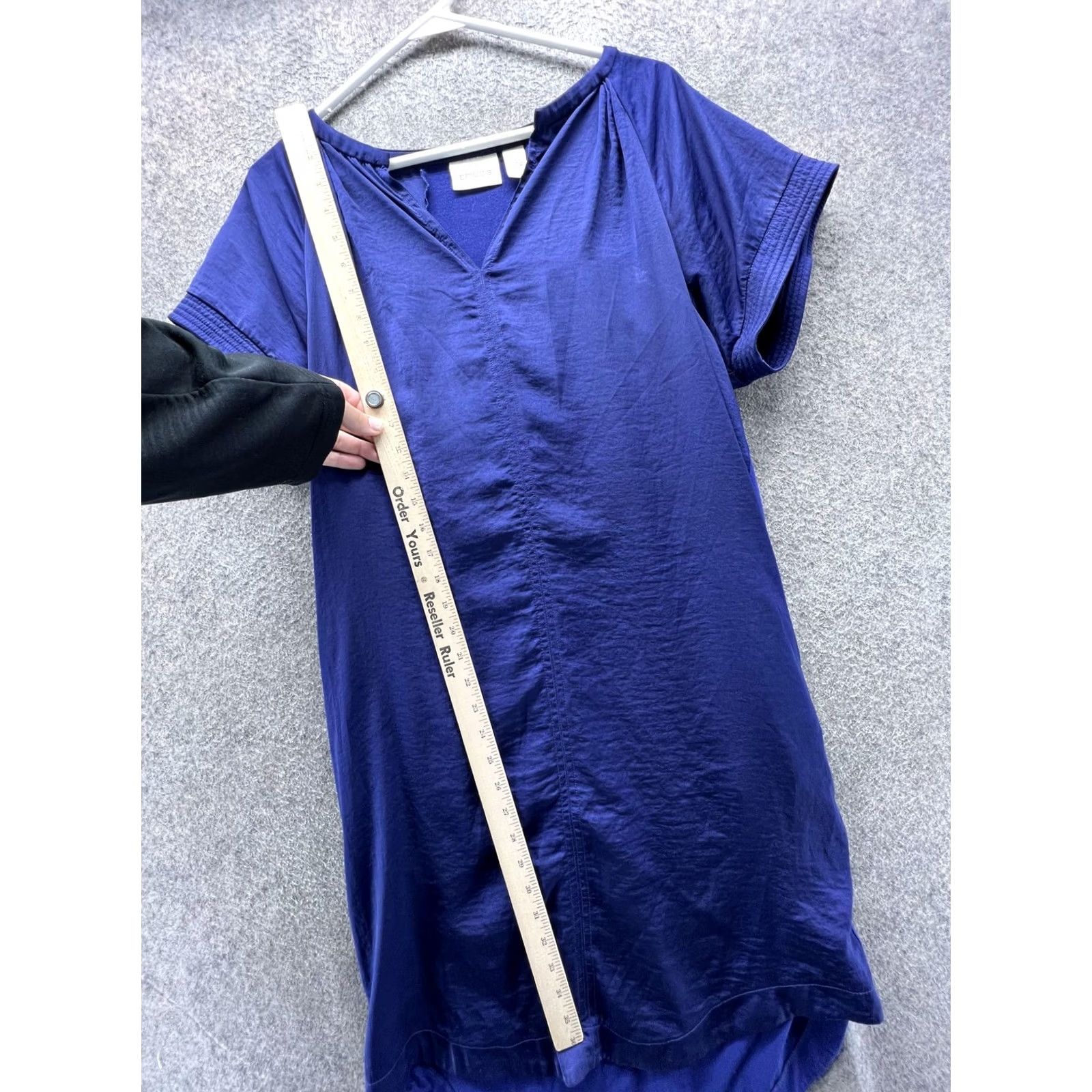 Vintage Chico's Blouse Tunic Womens 1 Blue V-Neck Short Sleeve Lined High Low Top Shirt Casual Summer Womens Size XS / US 0-2 / IT 36-38 - 3 Thumbnail