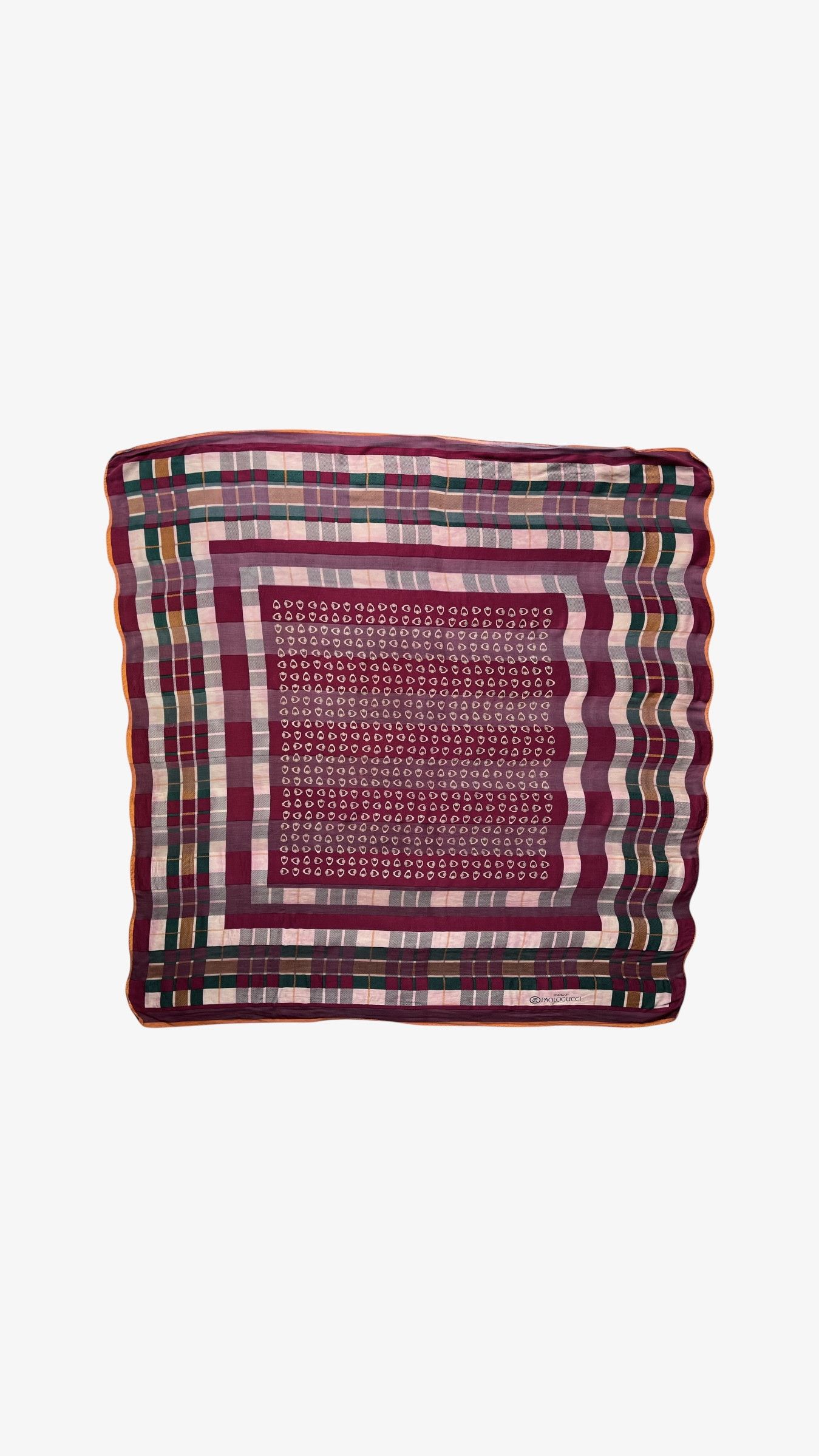 Paolo Gucci Vintage 80s Paolo Gucci Horsebit & Tartan Print Silk Scarf Size ONE SIZE - 1 Thumbnail