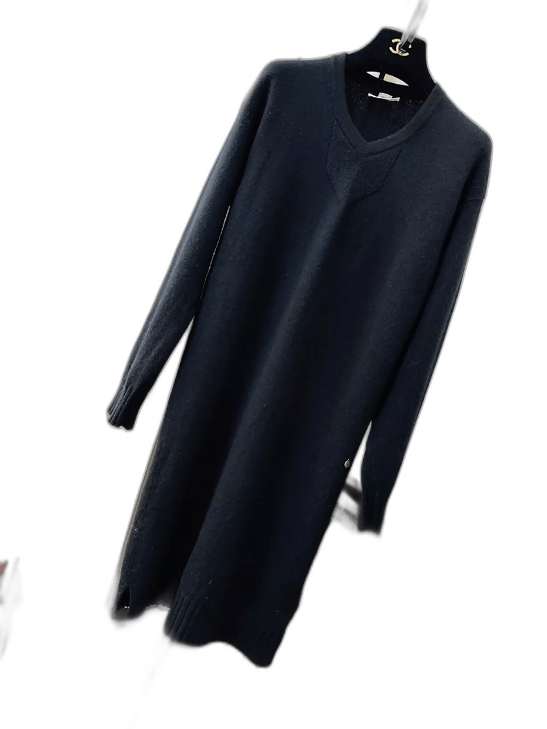 Hermes Hermes Black V-Neck Knit Long Sleeve Dress Size S / US 4 / IT 40 - 1 Thumbnail