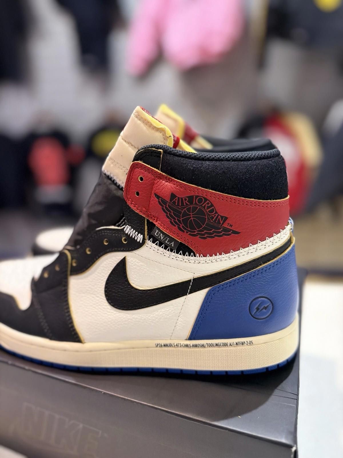 Jordan Brand Air Jordan 1 x Union x Fragment Black and Varsity Red (13) Size US 13 / EU 46 - 4 Thumbnail