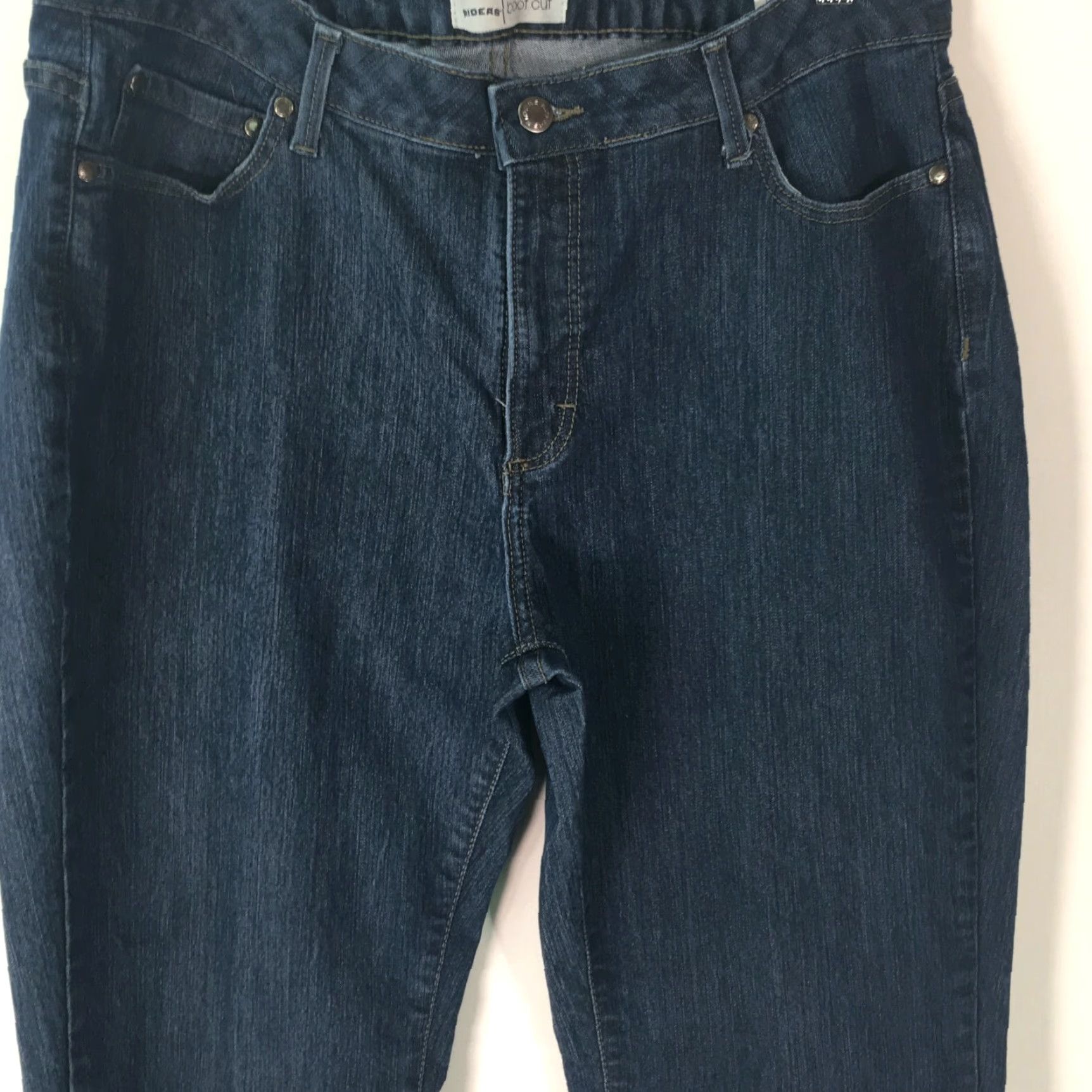Lee Lee Riders Jeans Womens Regular Bootcut Denim Blue Size 14M 30In Inseam 5-Pocket Stretch Comfort Front Zip Button Rise Mid Vintage No Size 36" / US 14 / IT 50 - 3 Thumbnail