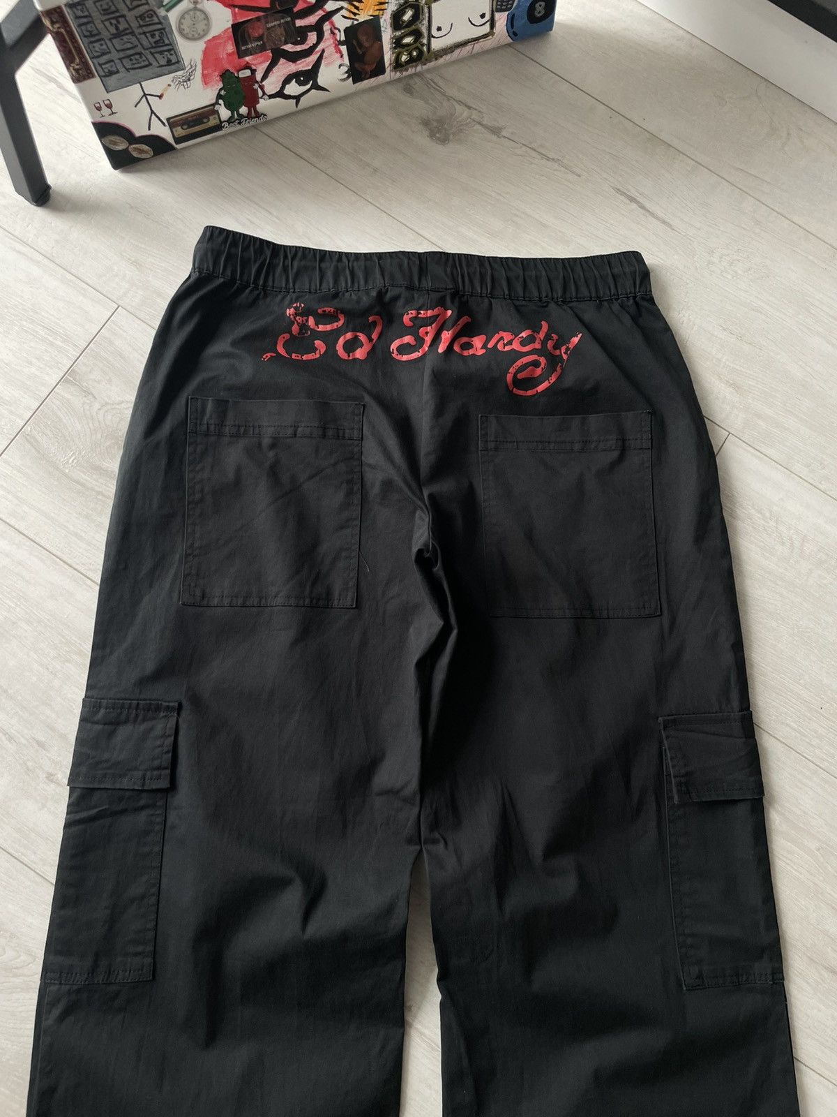 Ed Hardy Ed Hardy Y2K Japanese Cargo Baggy Pants 00's Black Big Logo Size 25" / US 0 / IT 36 - 5 Thumbnail