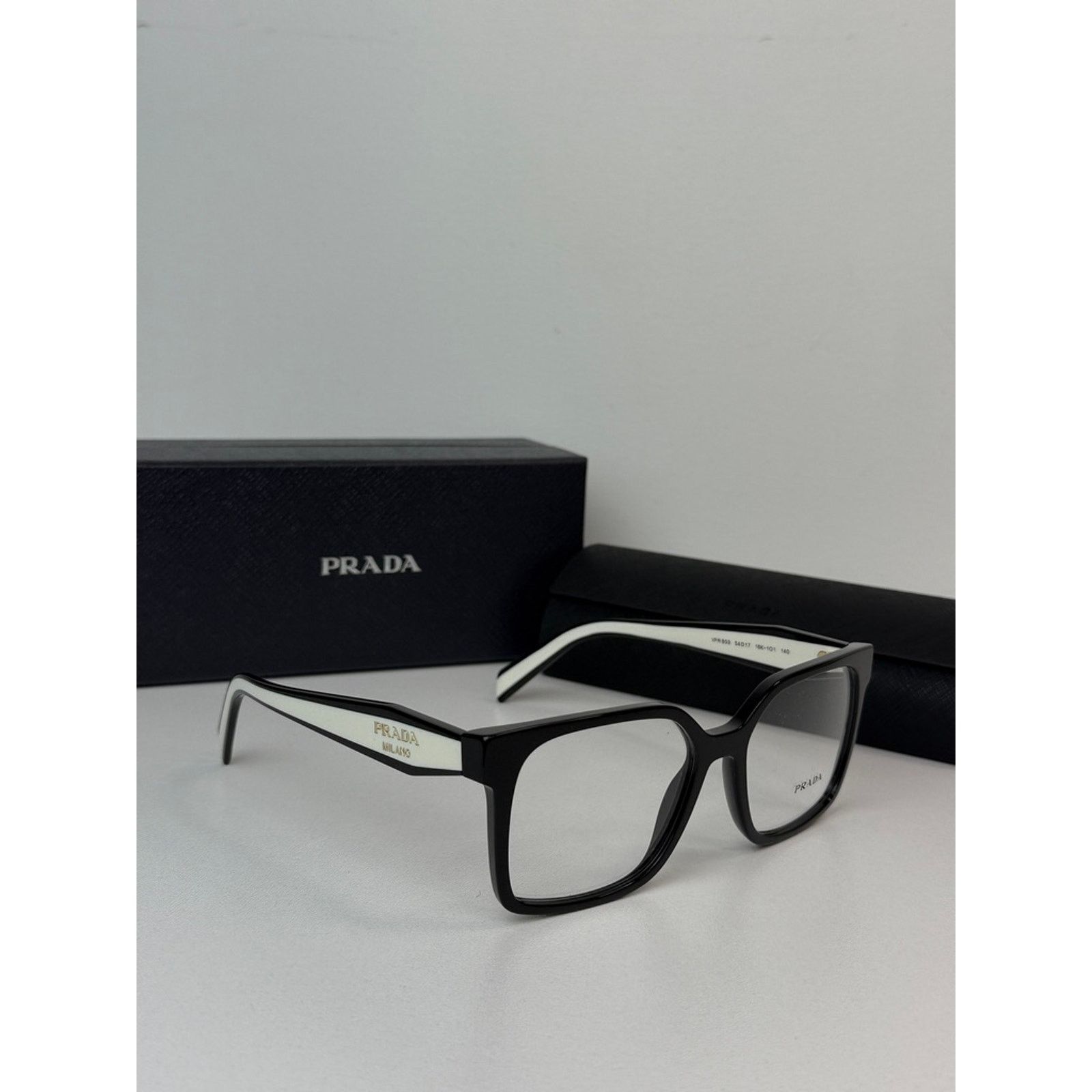 Prada NEW Prada PR B03V Black White Square Eyeglasses Frames Size ONE SIZE - 3 Thumbnail