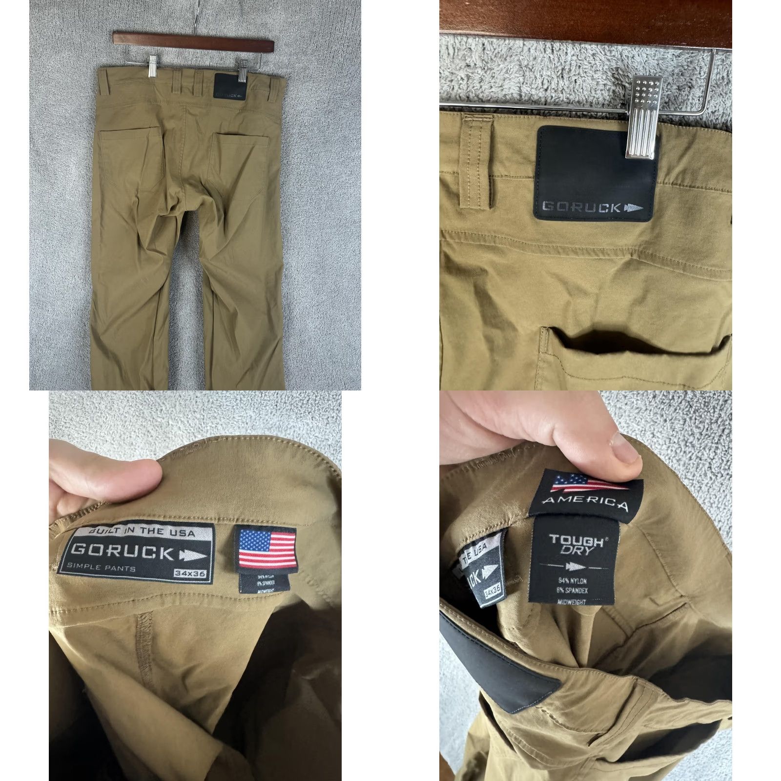 GORUCK GORUCK Pants Mens 34x36 Brown Nylon Spandex Tough Dry Hiking USA Made Outdoor Straight Leg Pocket Zip Fly Casual Activewear Size US 34 / EU 50 - 9 Thumbnail