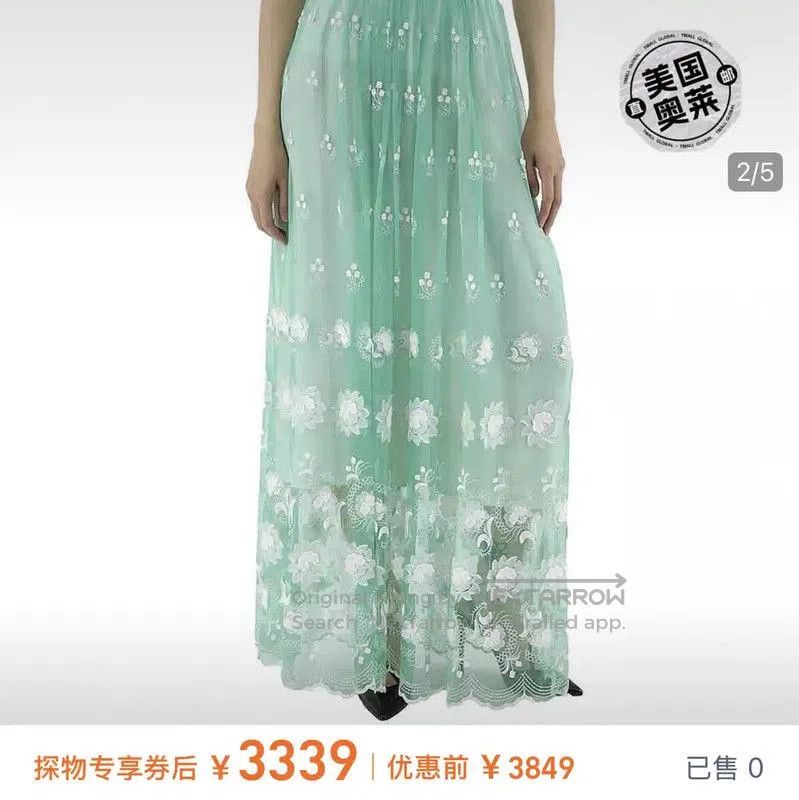 Burberry Summer Green Lace Maxi Dress.