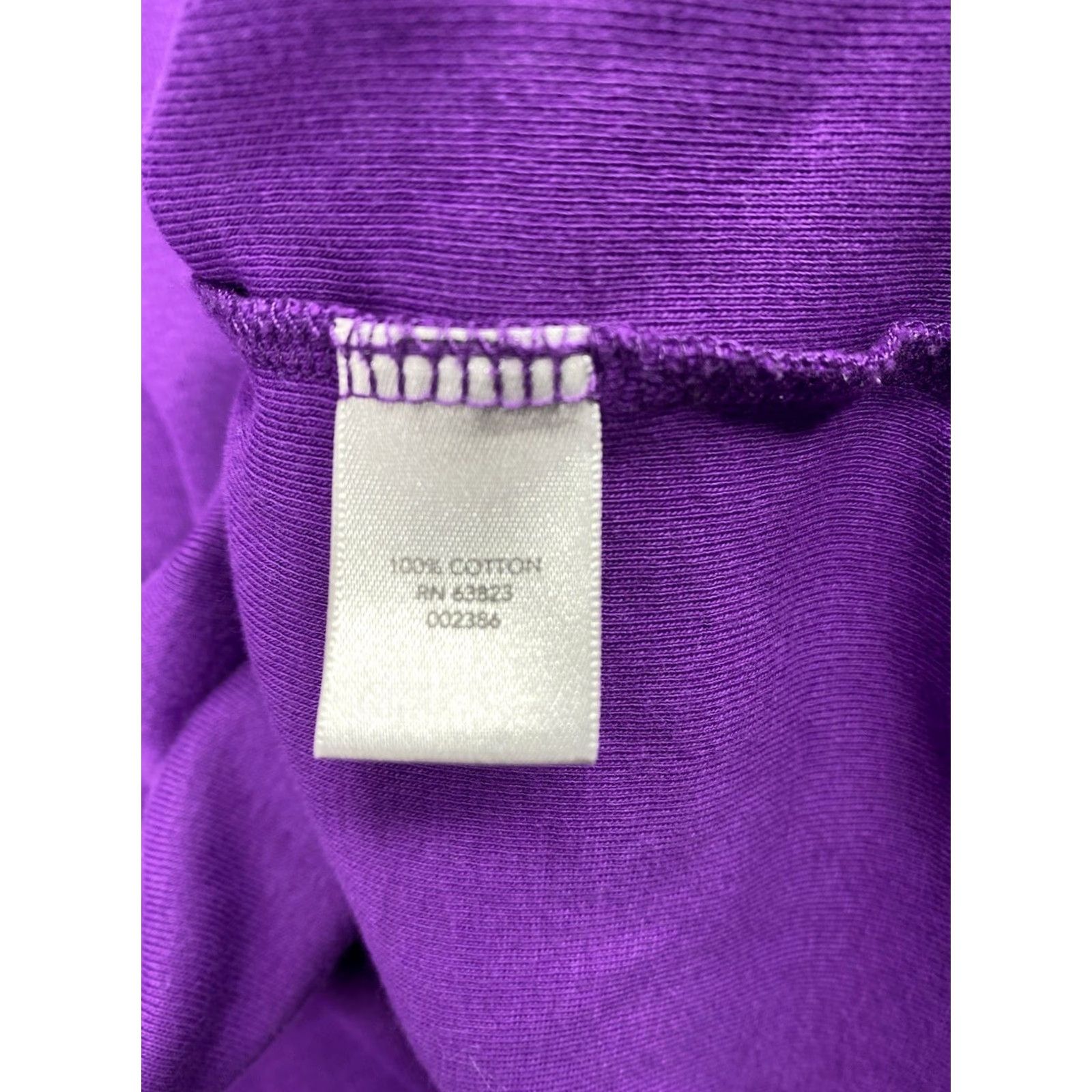 Vintage CJ Banks 1X Shirt Purple Short Sleeve Scoop Neck 100% Cotton Blouse Women's Plus Size Size XL / US 12-14 / IT 48-50 - 3 Thumbnail