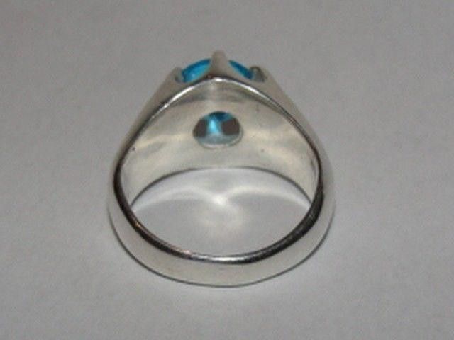 Designer Men's Sterling Silver Blue Topaz Pinky Ring Alberto Juan Size ONE SIZE - 4 Thumbnail