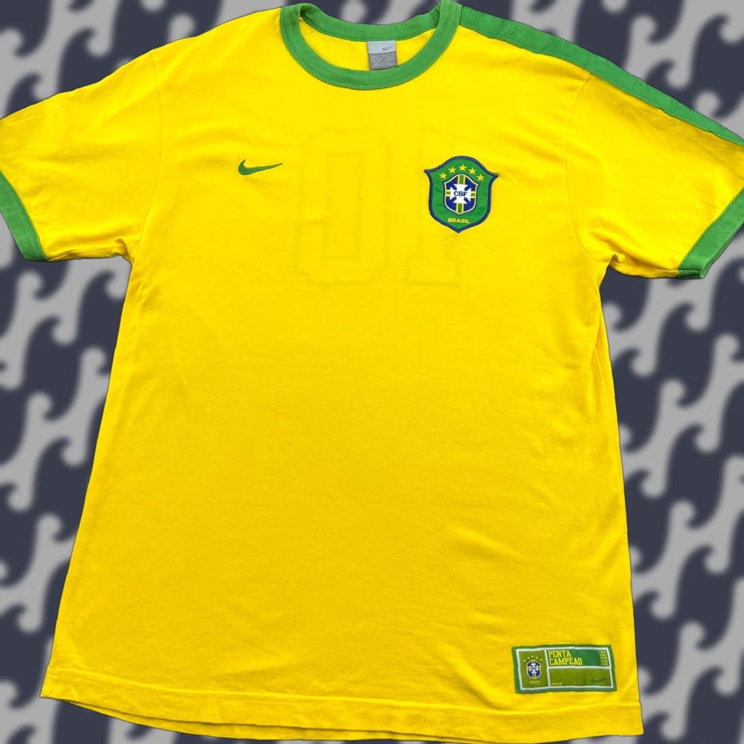 Nike Nike Brazil 2002 Retro Home Football Jersey Mens XL Yellow T-Shirt Short Sleeve Athletic Jersey Polarized Size US XL / EU 56 / 4 - 1 Thumbnail