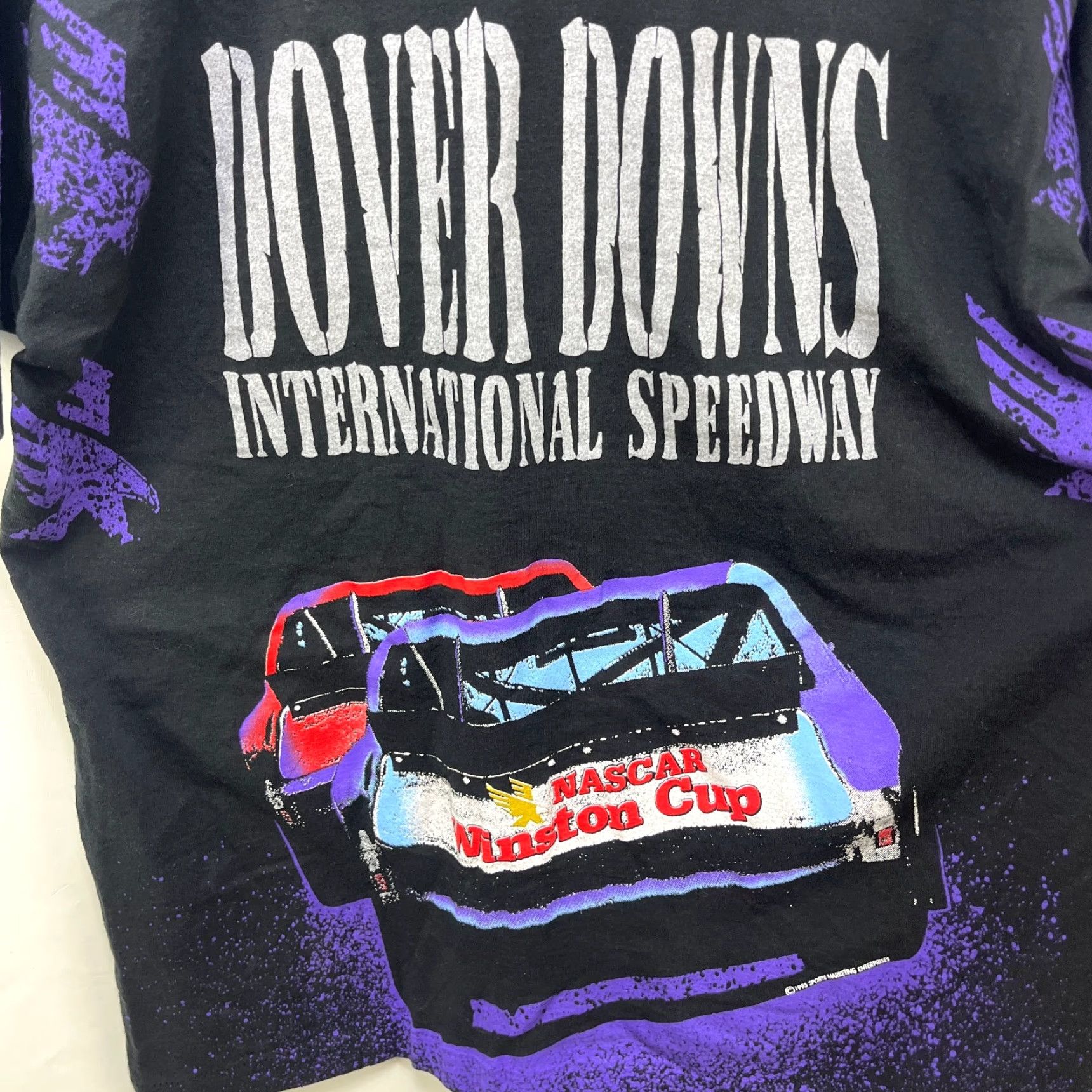 NASCAR VINTAGE NASCAR All Over Print Winston Cup T Shirt XL Black 90s 1990s Mens Short Sleeve Crew Neck Graphic Print Skull Double-Sided All Seasons Size US XL / EU 56 / 4 - 4 Thumbnail
