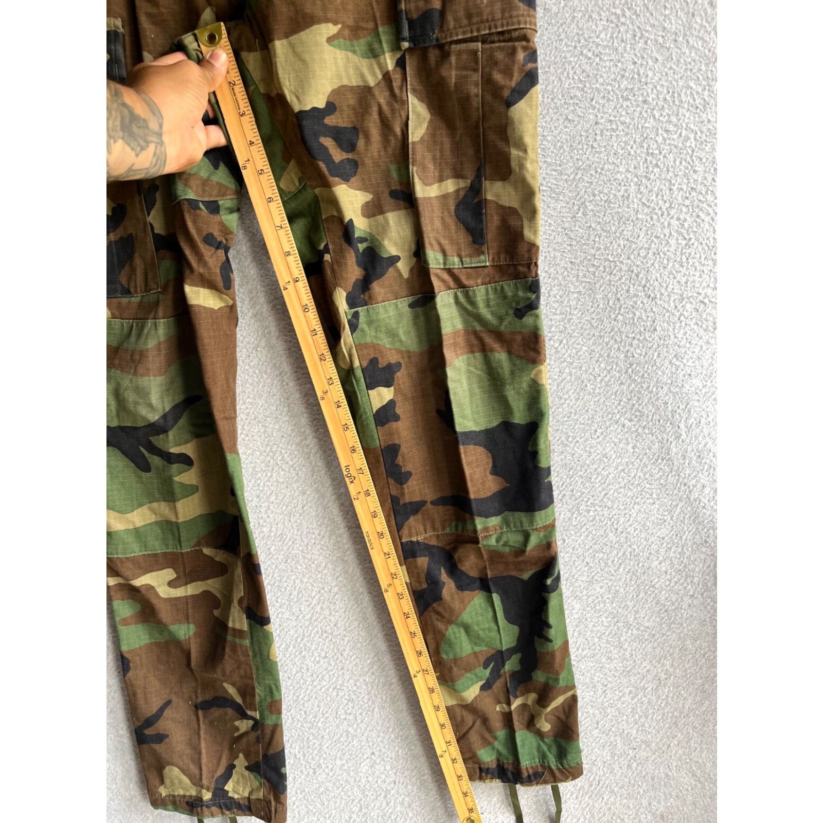 Cargo Camouflage Pants Mens Small Long 90s Army Regular Fit Button Fly