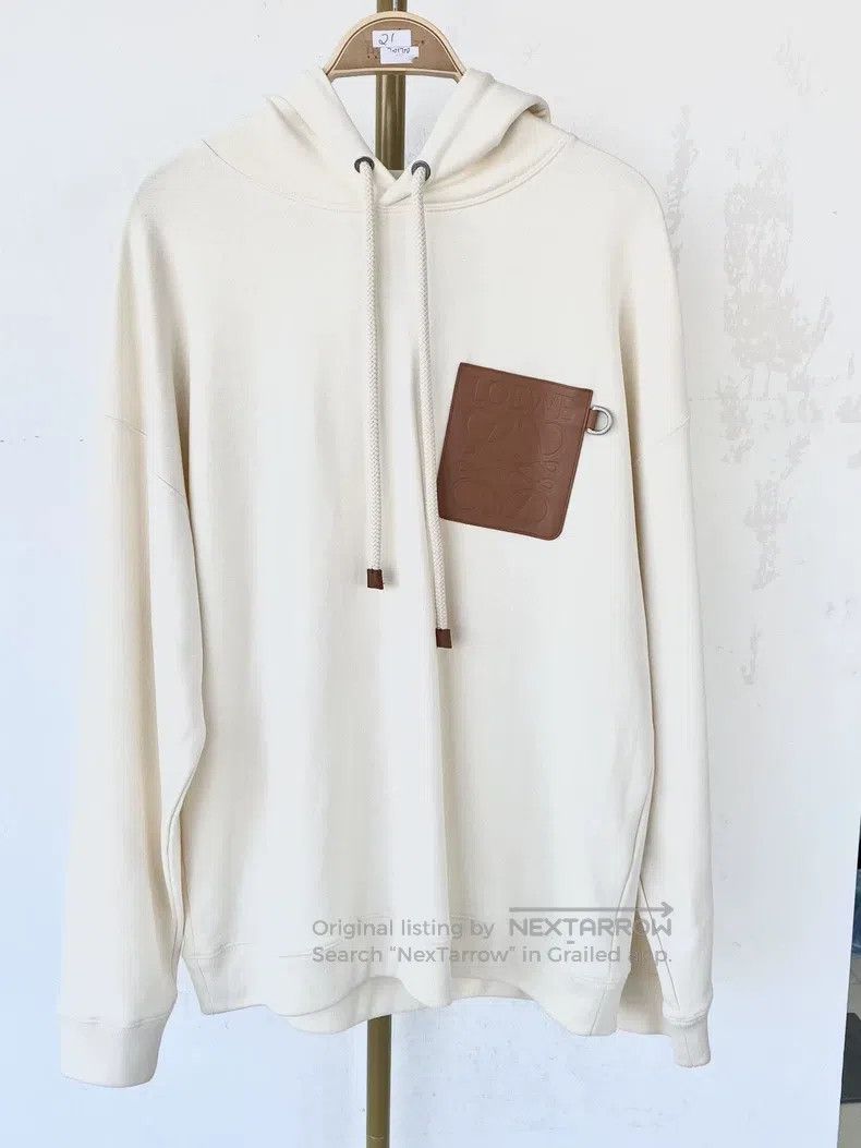 Loewe Loewe Leather Patch Relaxed Hoodie in Beige Size US M / EU 48-50 / 2 - 5 Thumbnail