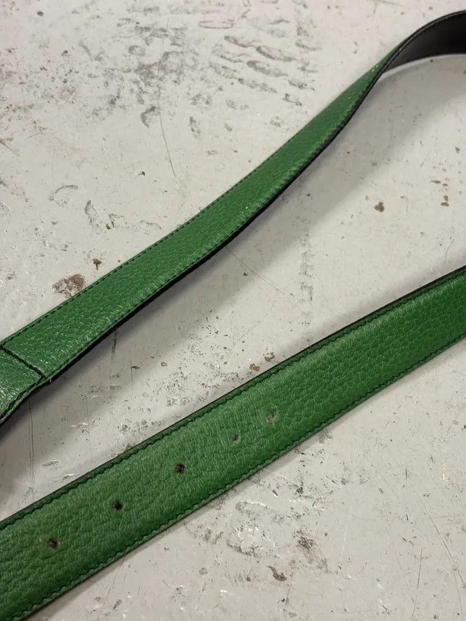 Gucci Gucci Green Leather Oval G-Buckle Belt Size ONE SIZE - 5 Thumbnail