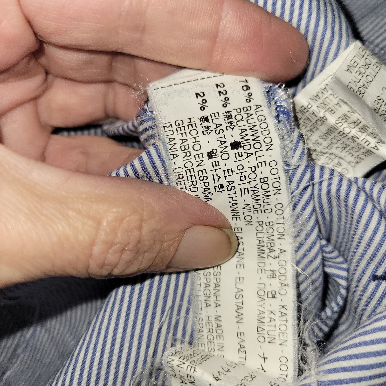 Zara ZARA Basic M Blue White Pinstriped Cotton Blend Shirt Boat Size M / US 6-8 / IT 42-44 - 9 Thumbnail
