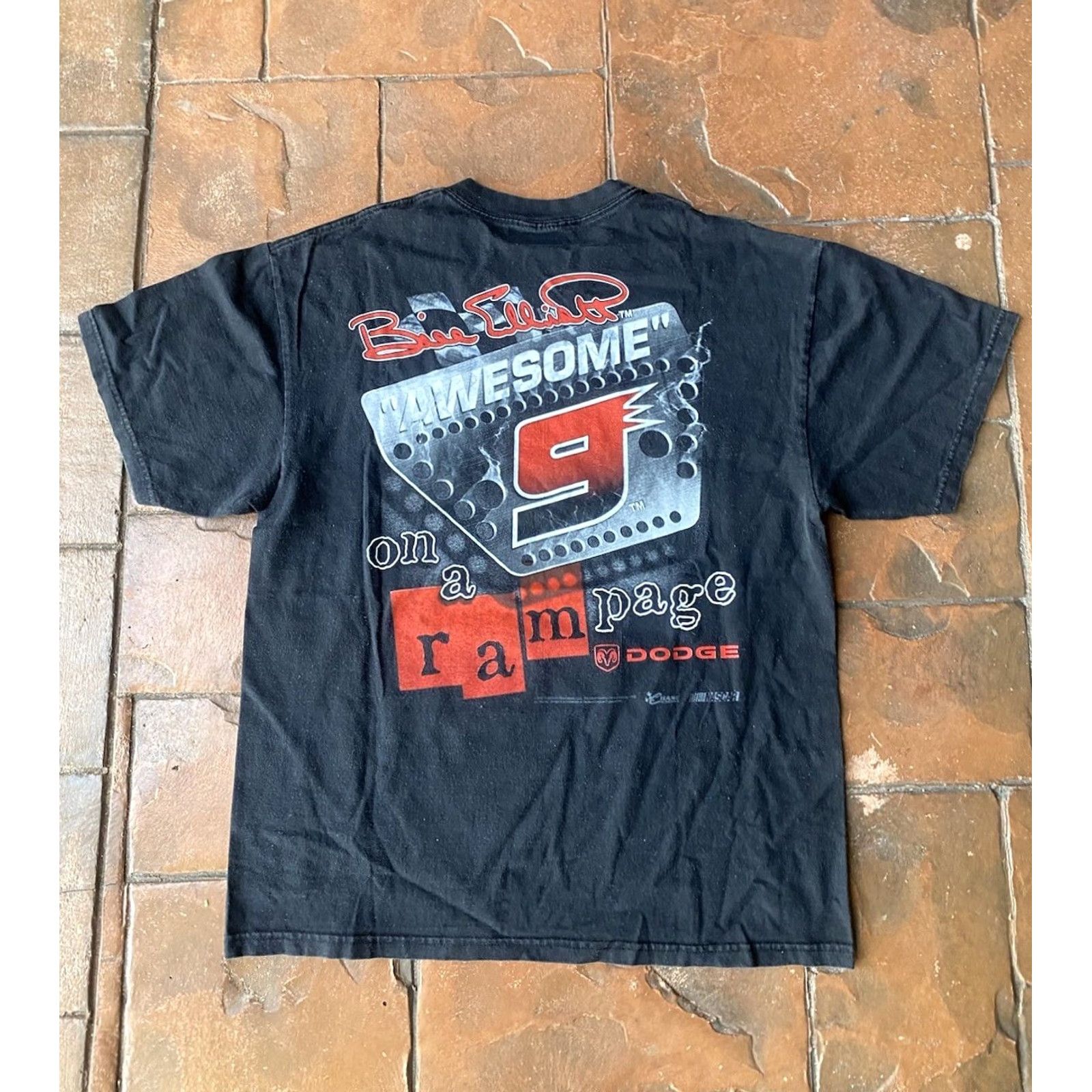 NASCAR VINTAGE Nascar T-Shirt Men Graphic Print Short Sleeve Crew Neck Bill Elliott Dodge Rampage XL Black Retro 90s Mens Size US XL / EU 56 / 4 - 3 Thumbnail