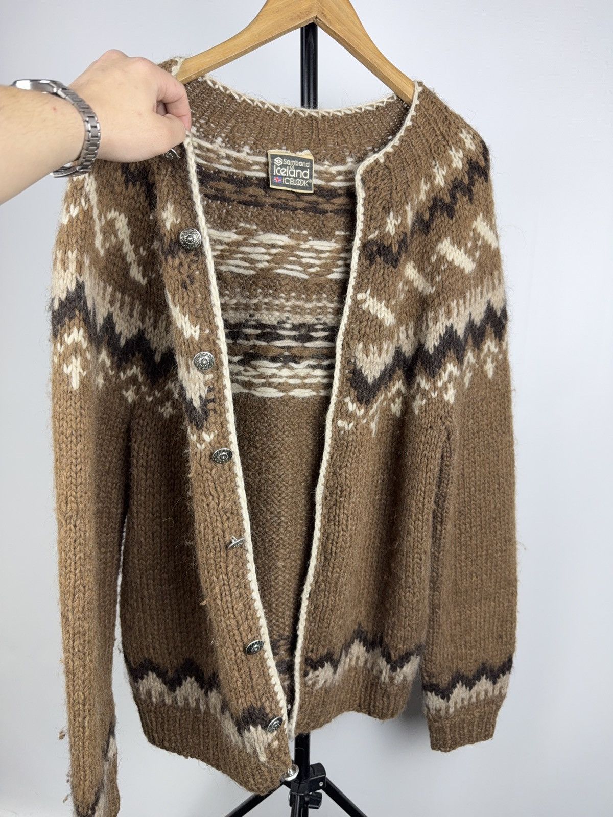 Vintage Nordic Wool Iceland Cardigan Dale Of Norway Style Brown Size US XL / EU 56 / 4 - 10 Thumbnail