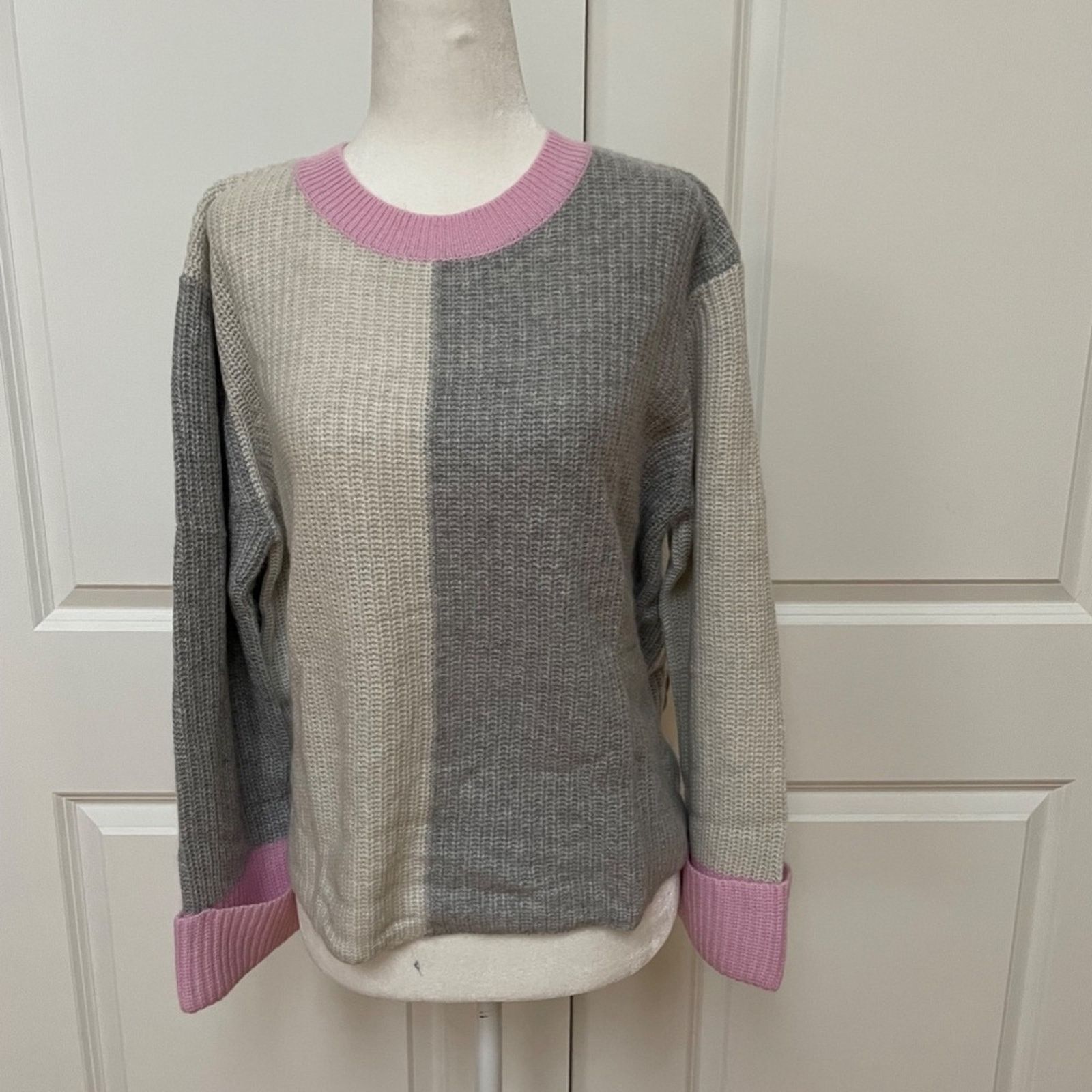 Autumn Cashmere Boxy Color Block Shaker Crew in Sweater from Autumn Cashmere Size XL / US 12-14 / IT 48-50 - 1 Thumbnail