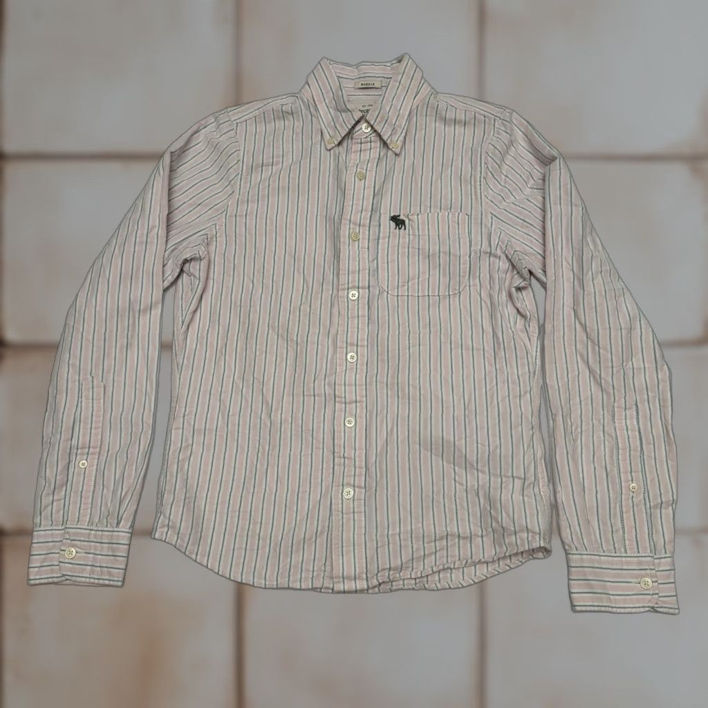 Abercrombie & Fitch Abercrombie & Fitch Men Small Muskle Pink Blue Striped Long Sleeve Button-Down Shirt Regular Fit Casual Size US S / EU 44-46 / 1 - 1 Thumbnail