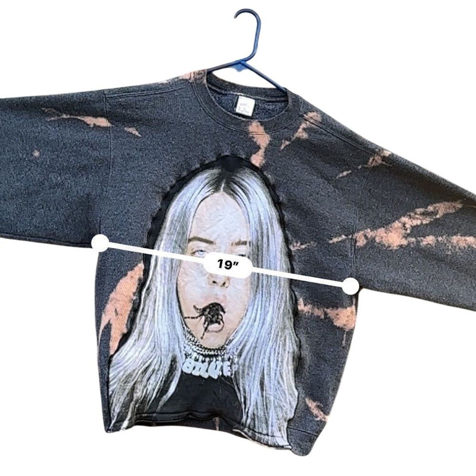 Other Billie Eilish Upcycled Bleach Dyed Crewneck Sweatshirt OOAK Size US L / EU 52-54 / 3 - 11 Thumbnail
