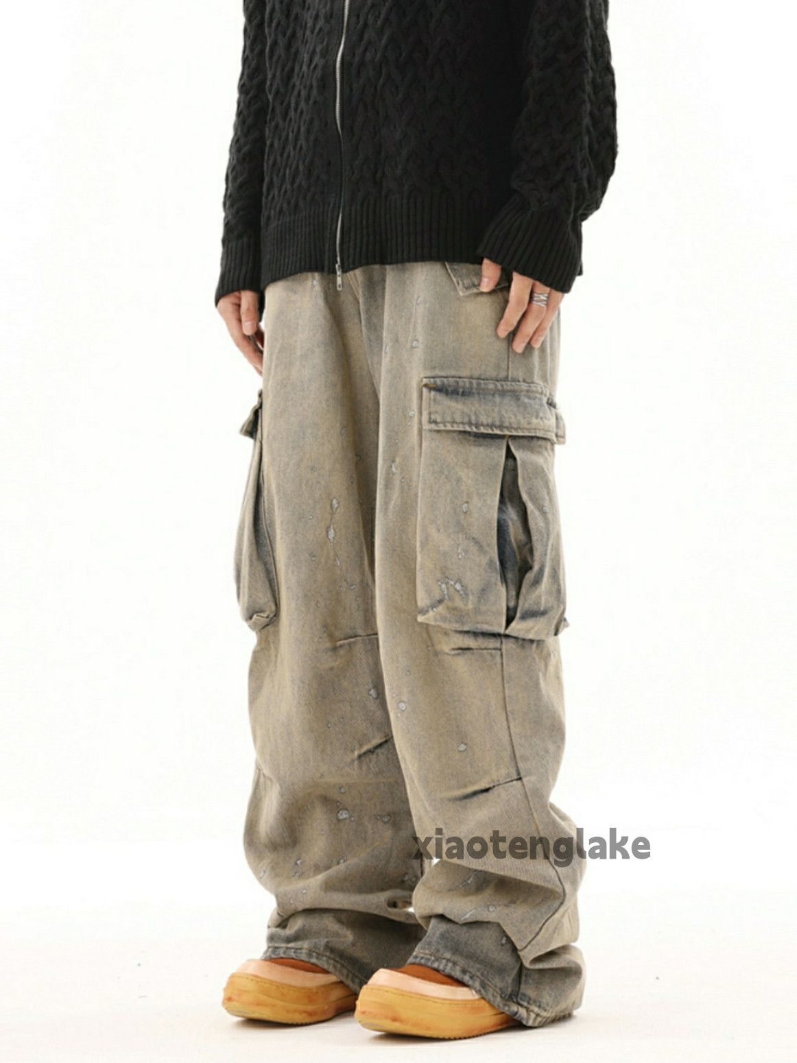 Japanese Brand × Jean washed faded stain paint rusty hiphop baggy cargo jeans Size US 32 / EU 48 - 6 Thumbnail