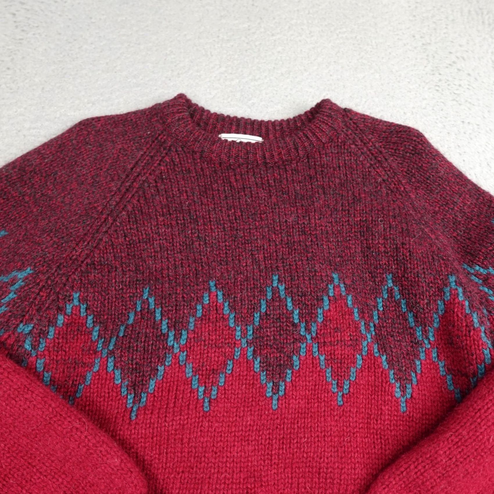 Gap VINTAGE Gap Sweater Mens Small Red Burgundy Wool Argyle Crewneck Knit 90s Size US S / EU 44-46 / 1 - 4 Thumbnail