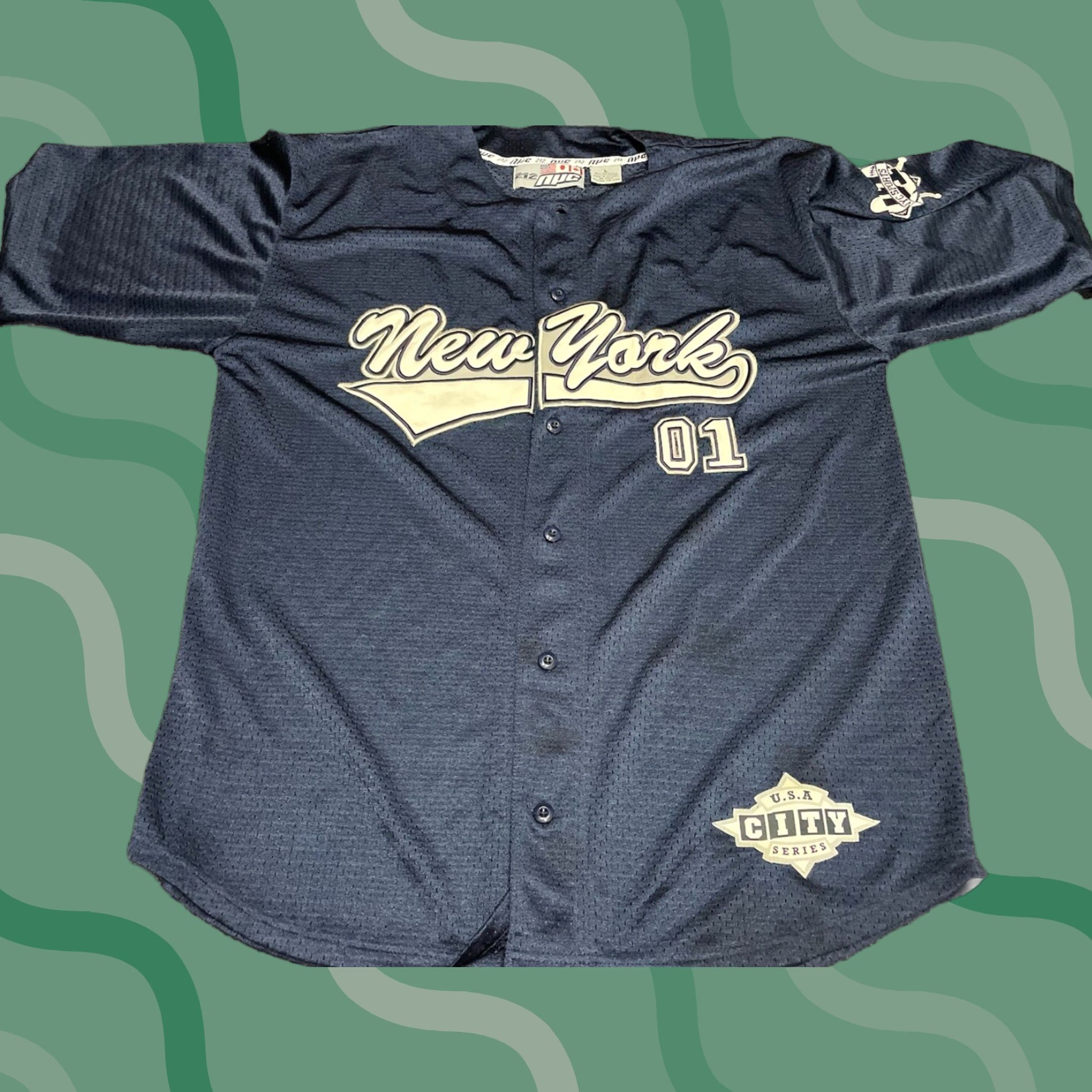 Vintage VINTAGE 212 NYC Jersey Shirt Mens L Blue 90s City Hip Hop Sports Logo T-Shirt Size US L / EU 52-54 / 3 - 1 Thumbnail