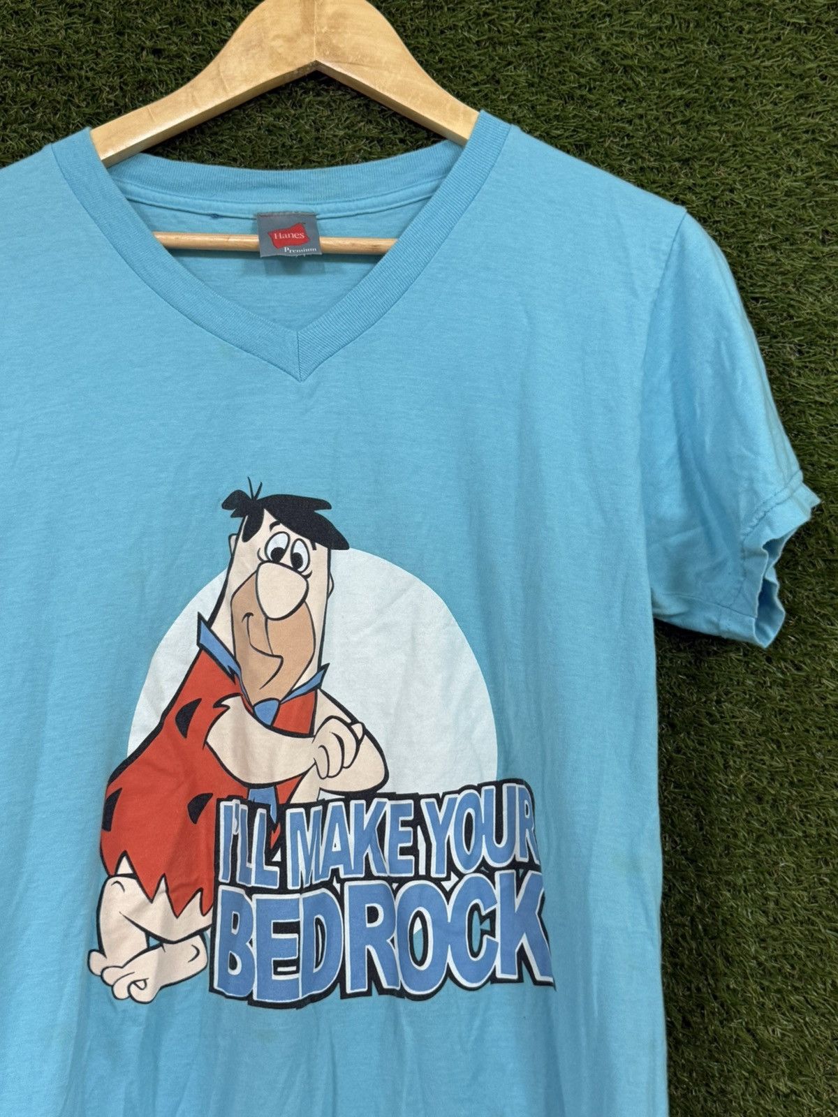 Vintage Vintage Hanes Premium Fred Flintstone Bed Rock Tee Blue Size US M / EU 48-50 / 2 - 2 Thumbnail