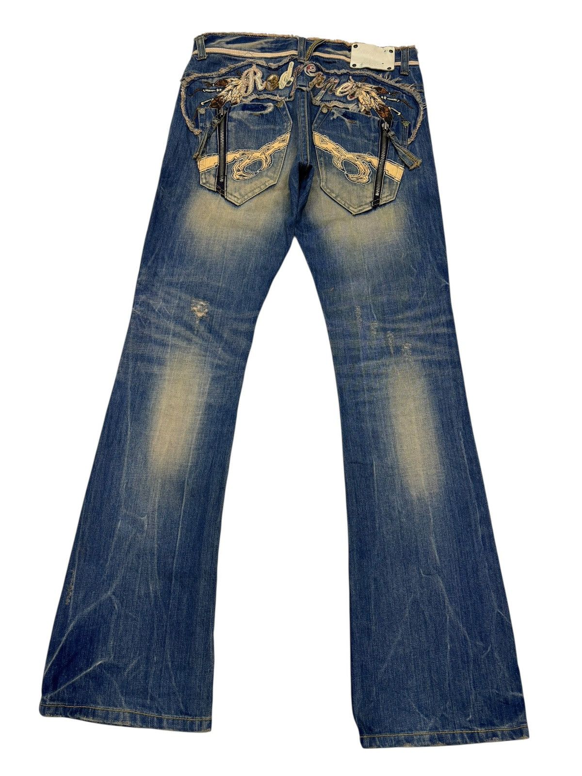If Six Was Nine 🔥RED PEPPER Rusty Mud Wash Flared Jean Distressed Denim Size US 32 / EU 48 - 1 Thumbnail