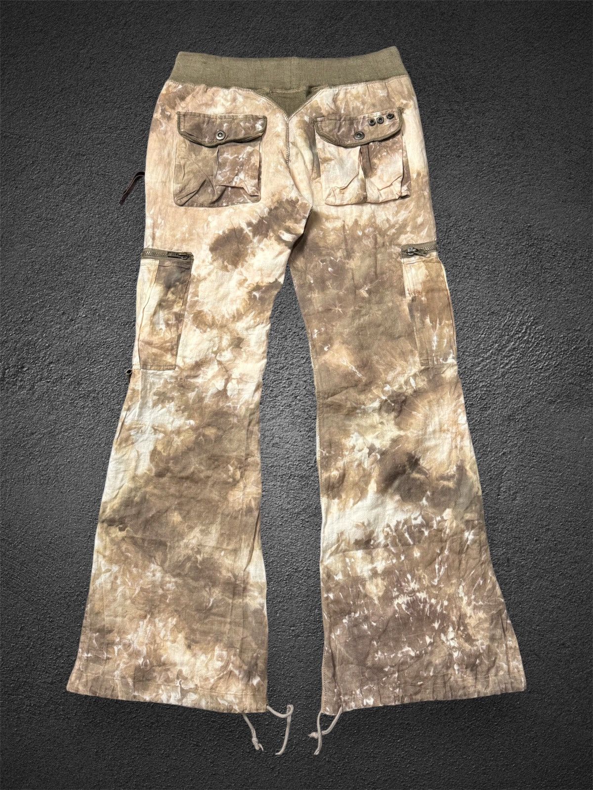 If Six Was Nine × Japanese Brand × Le Grande Bleu (L.G.B.) G.O.A Goa Flared Bootcut Cargo Pants Bleach Brown Size US 32 / EU 48 - 3 Thumbnail