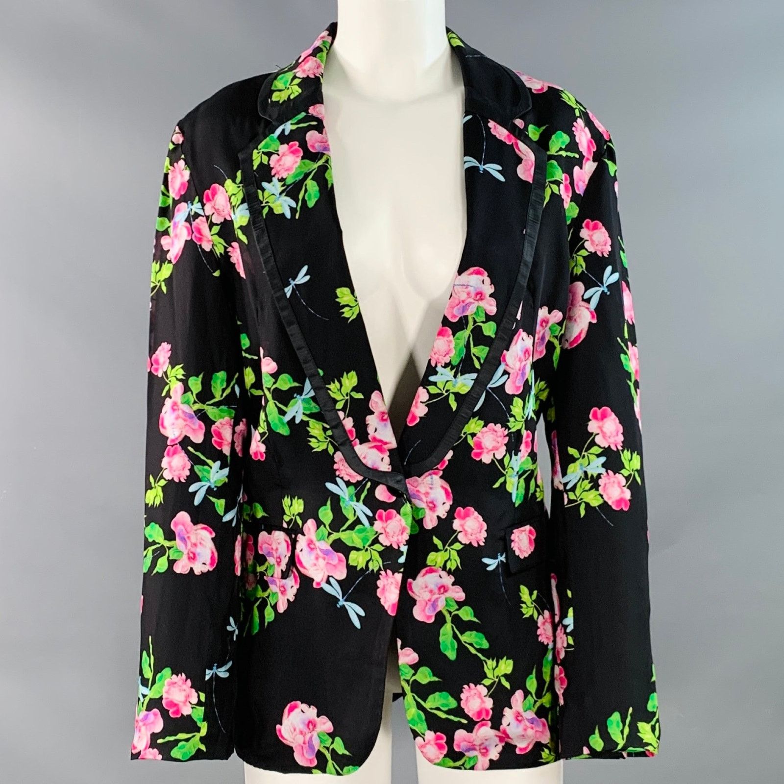 Cynthia Rowley Multi Color Silk Twill Floral Notch Lapel Jacket Blazer Size M / US 6-8 / IT 42-44 - 1 Thumbnail