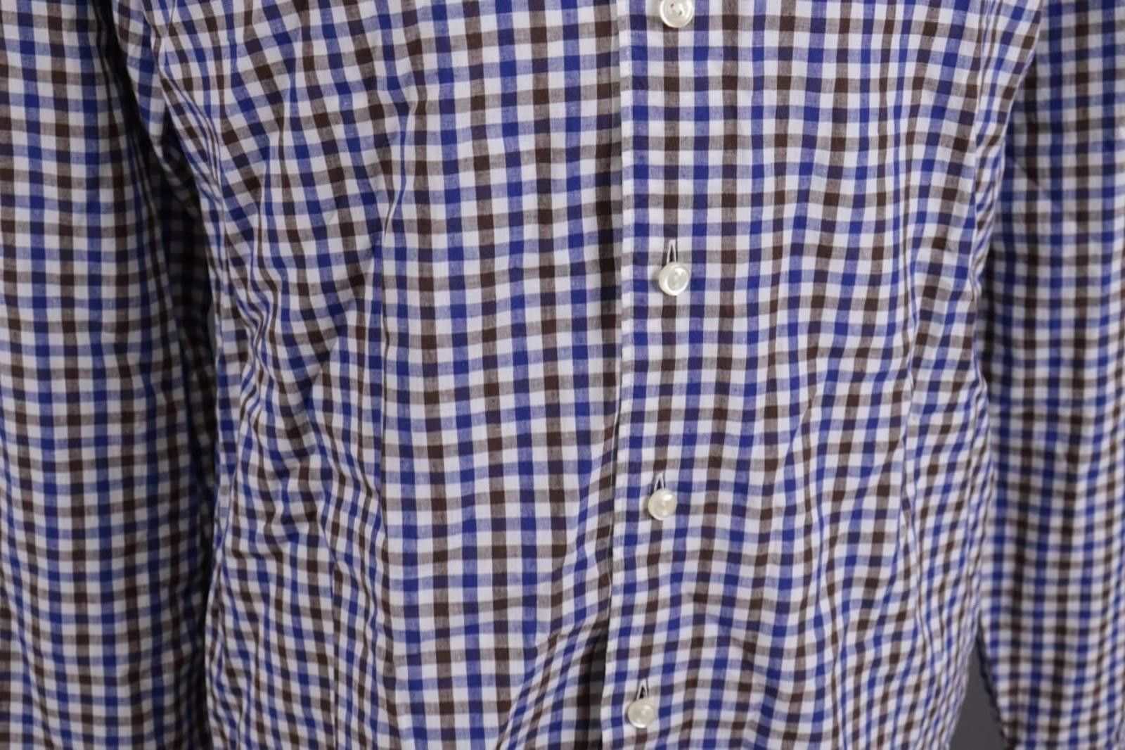 Eton Eton Slim Fit Cotton / Linen Check Shirt Sz 42 / L / 16 Size US M / EU 48-50 / 2 - 5 Thumbnail