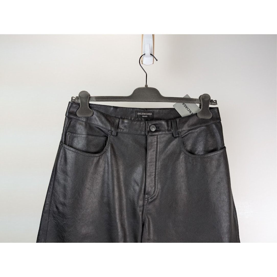 Balenciaga o1rshd1 Soft Matte Leather Medium Fit Pants in Black Size US 32 / EU 48 - 2 Thumbnail