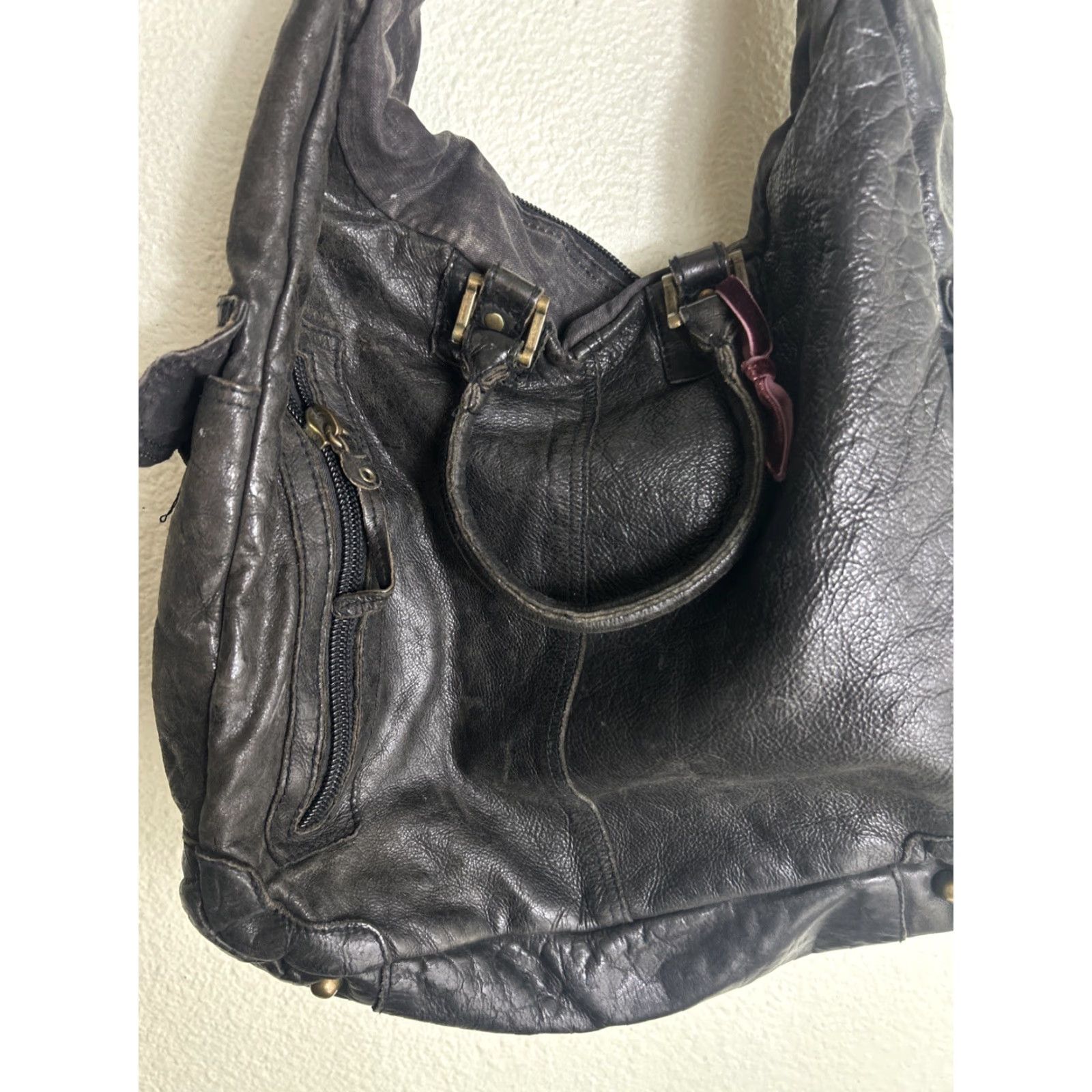 Vintage Rare Tough Jeansmith Military Surplus Brown Leather Large Shoulder Bag Flaw Size US 33 - 4 Thumbnail