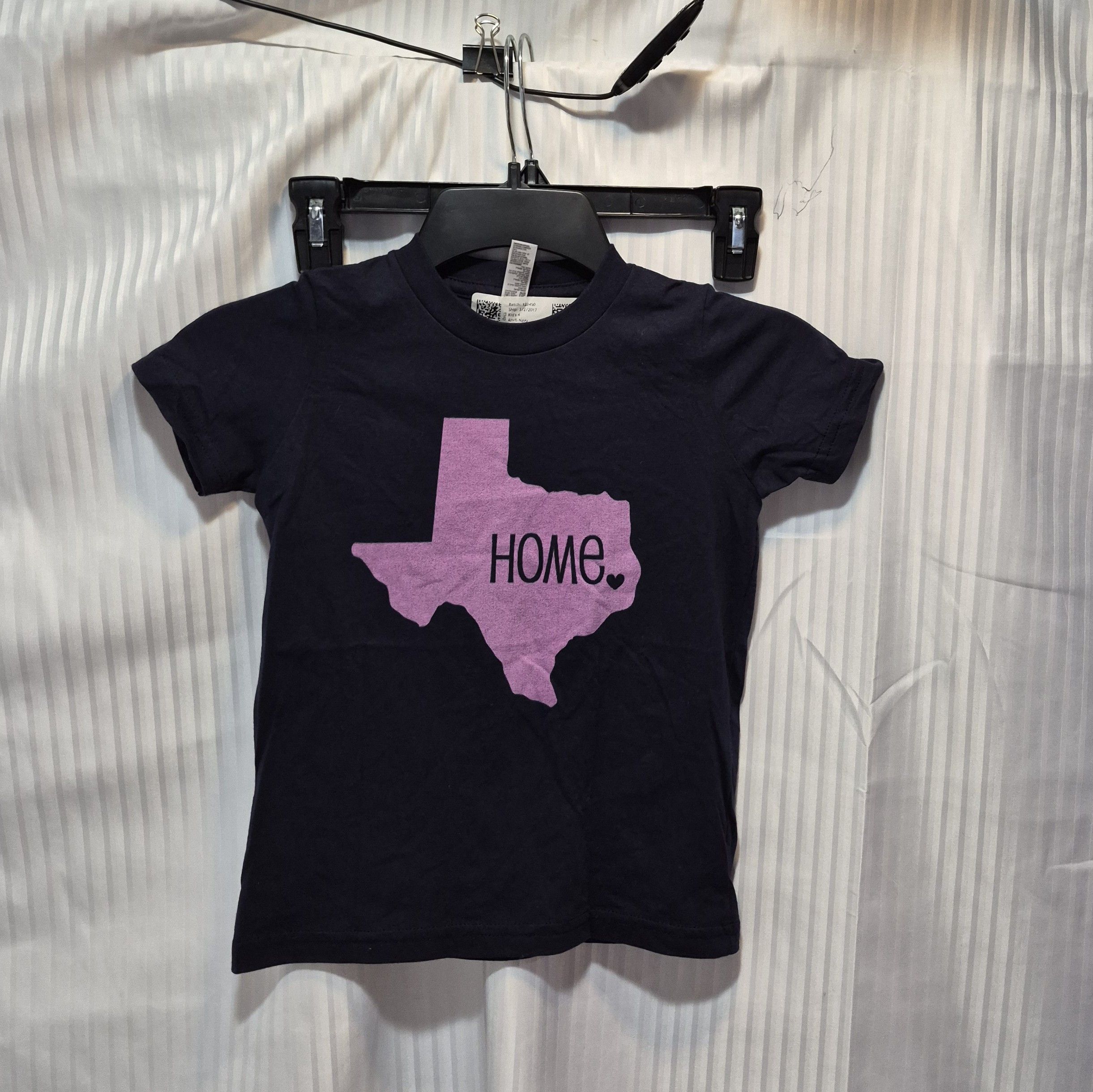 Gildan Navy Size Girl's 4 Tee with Pink Texas "Home" Graphic NWT Size XXS / US 00 / IT 34 - 1 Thumbnail