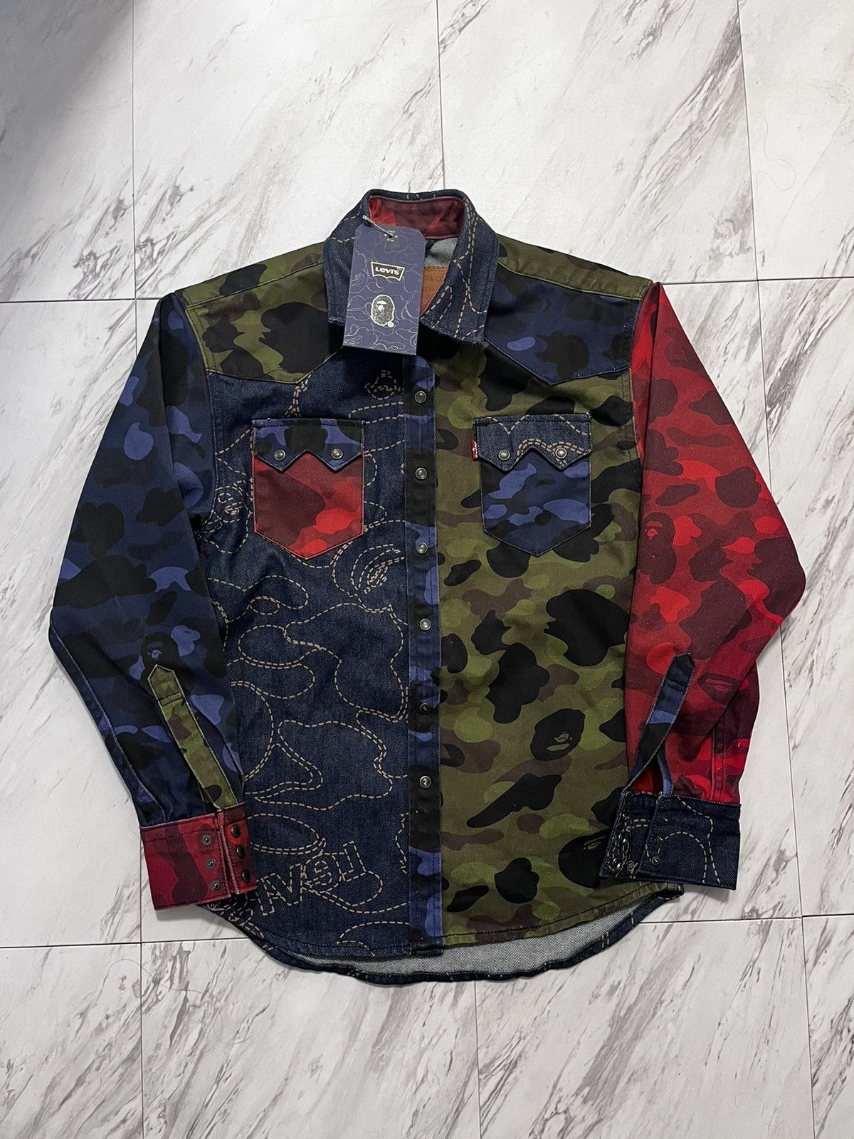 image of Bape X Levi’S Multicolor Camo Shirt, Men's (Size XS)