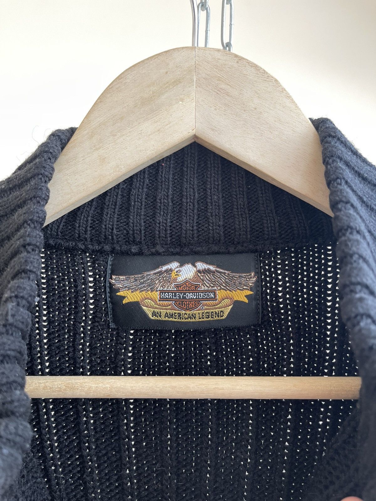 Harley Davidson HD Logo Print Half Zip Wool Ribbed Knit Pullover Sweater 90s Size US XL / EU 56 / 4 - 9 Thumbnail