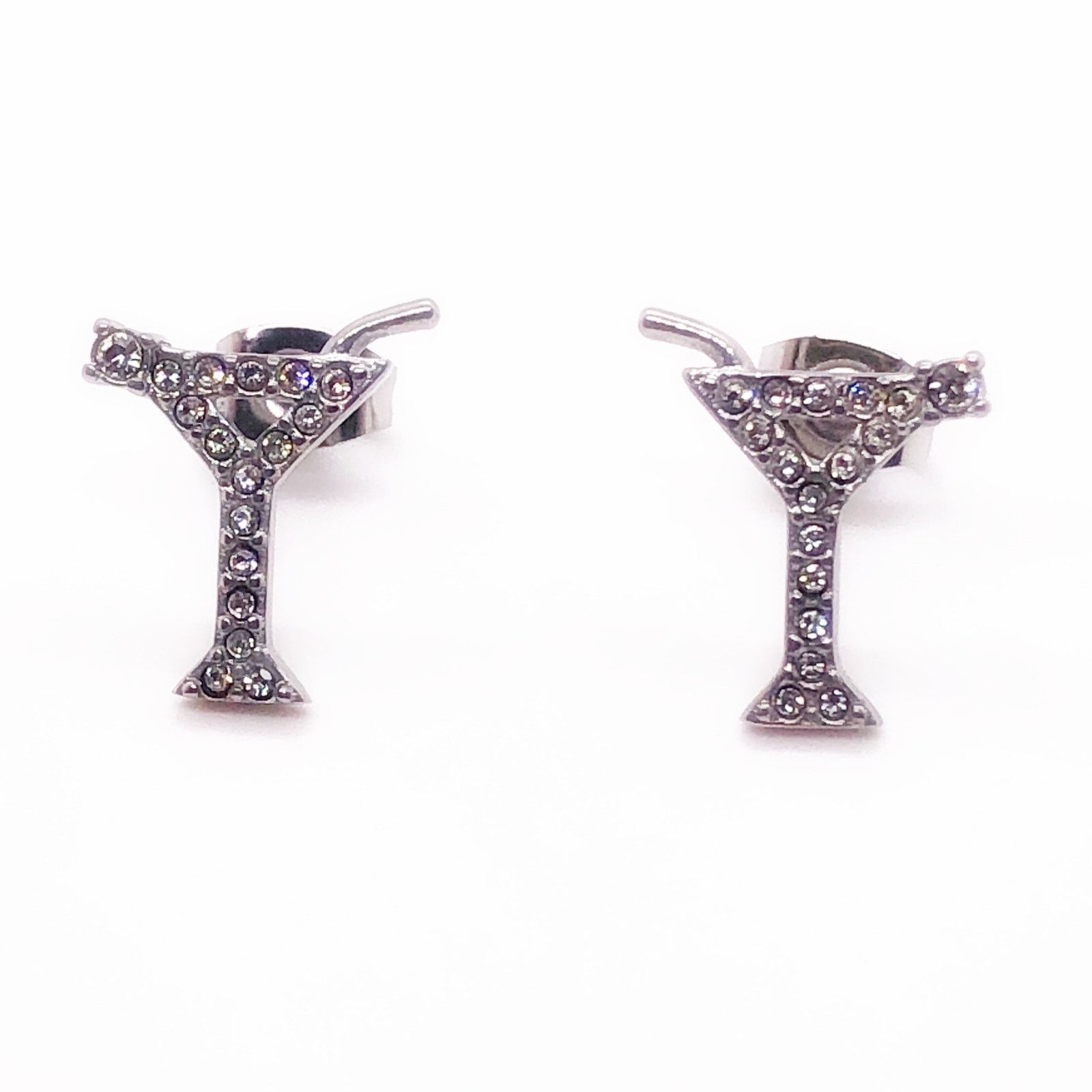 Other Cocktail Martini Earrings 18K WhTGold Platd Swarovski Crystl Size ONE SIZE - 3 Thumbnail