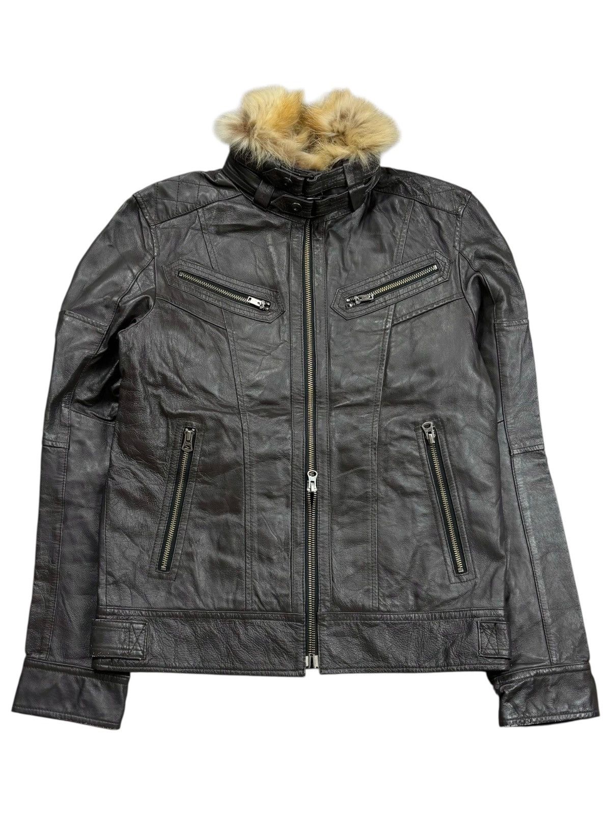 Ekam 2000s Rattle Trap Trim Fur Collar Style Rider Leather