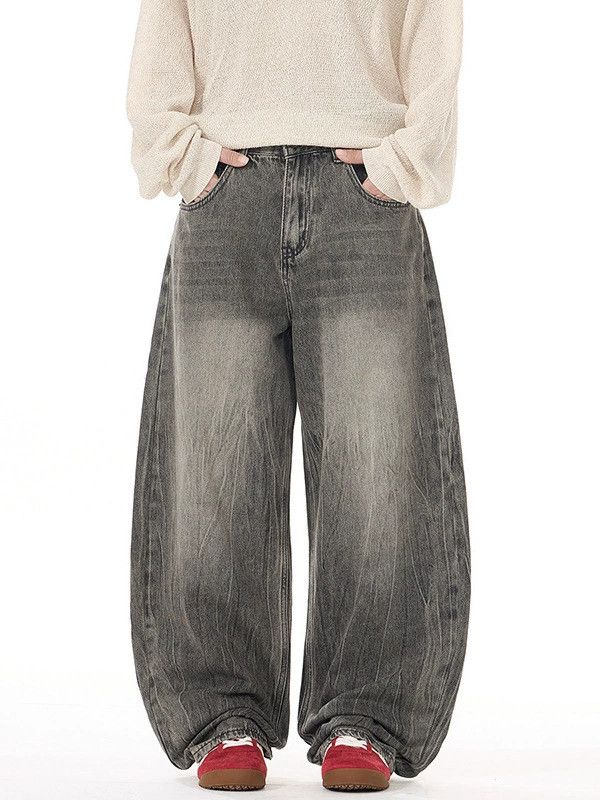 Vintage American retro distressed loose scimitar washed jeans Size US 32 / EU 48 - 1 Thumbnail