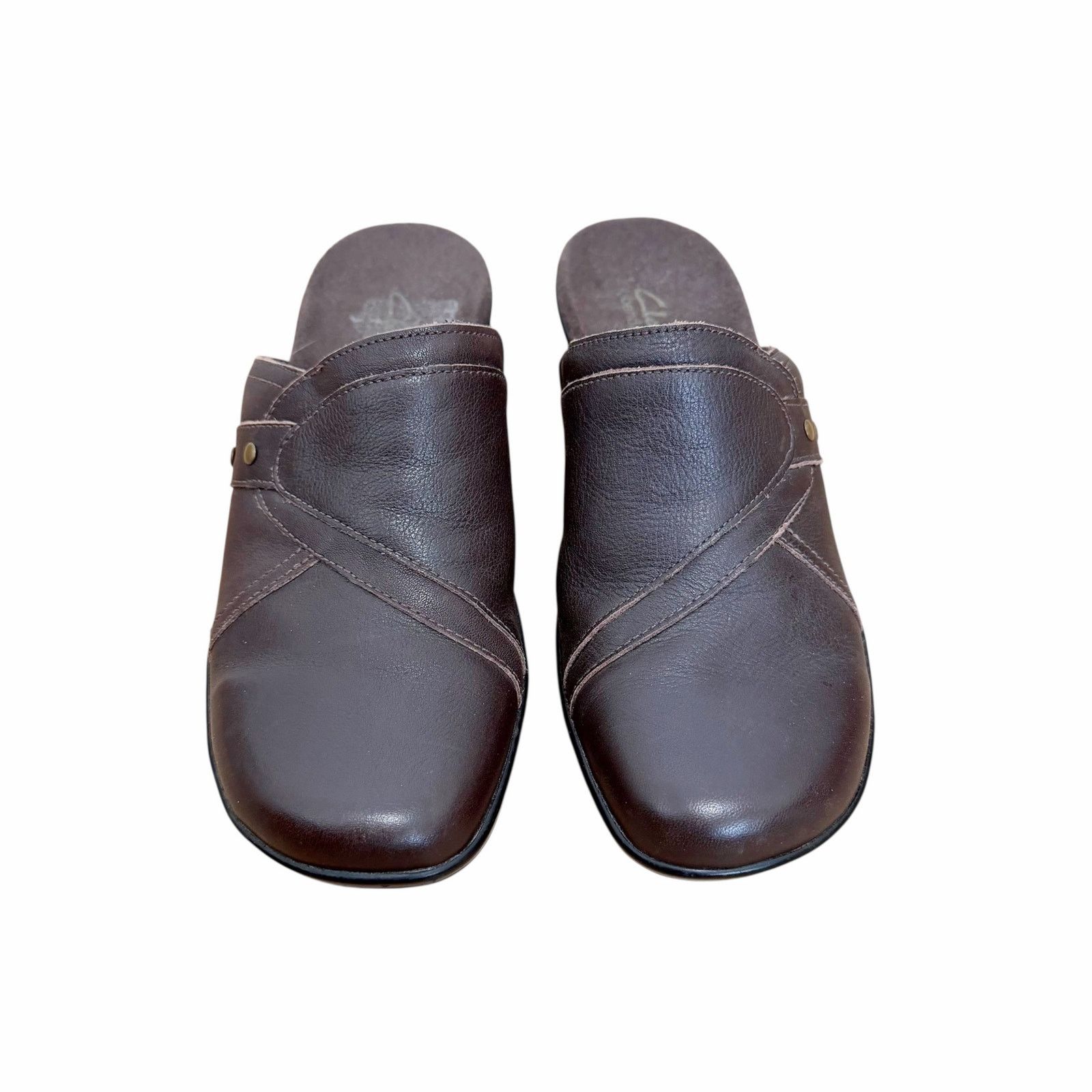 Clarks Clarks Brown Leather Slip On Clogs Sz 6.5 Size US 6.5 / IT 36.5 - 2 Thumbnail