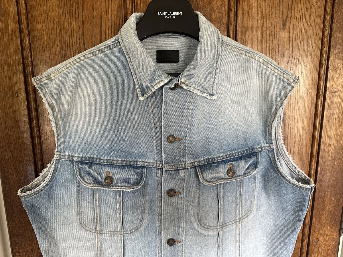 Saint Laurent Paris Ss16 Surf Sound Saint Laurent grail sleeveless denim jacket Size US XL / EU 56 / 4 - 11 Thumbnail