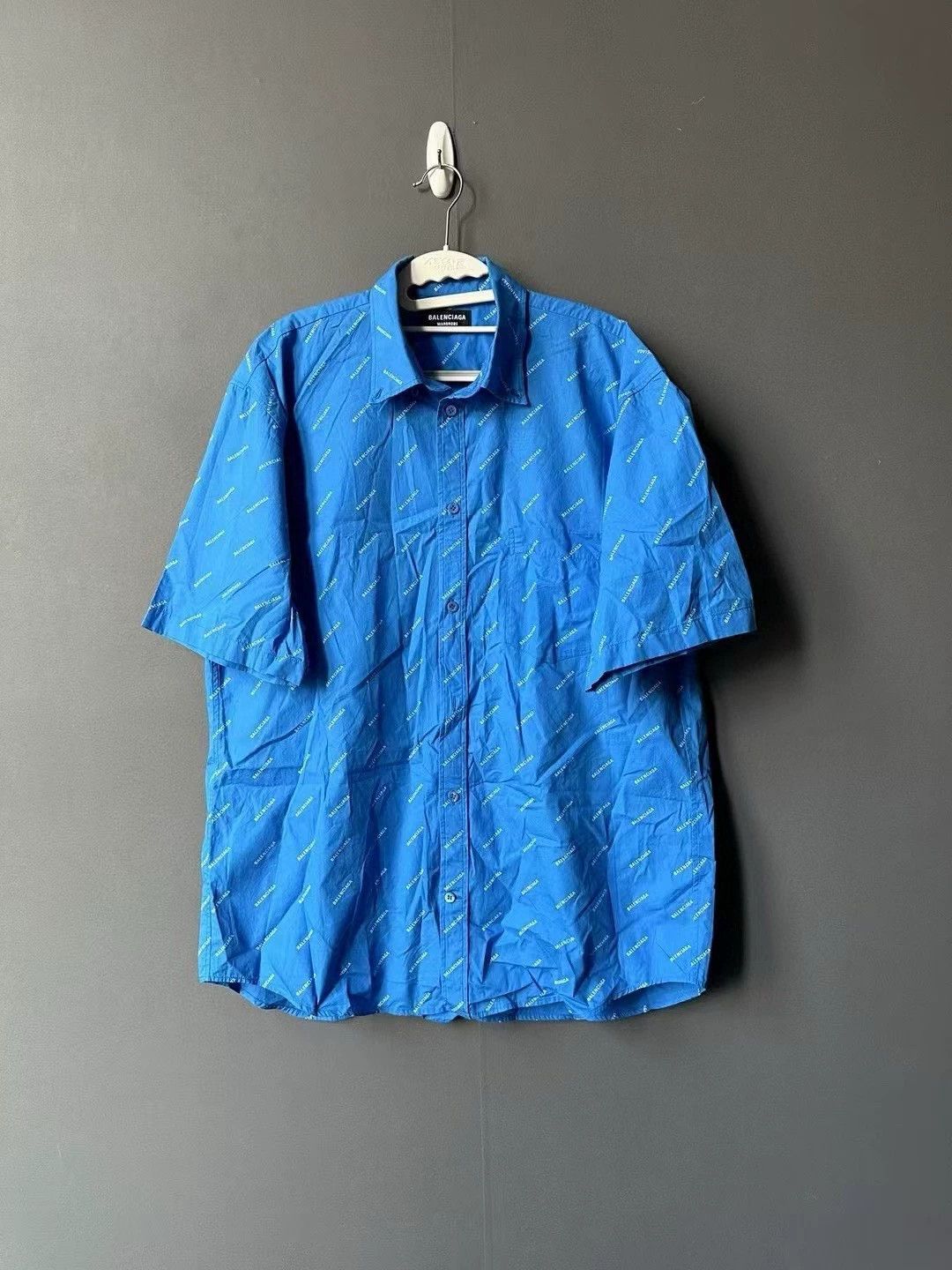 Balenciaga Balenciaga Blue Bullet Comments Short Sleeve Shirt - dmc Size US M / EU 48-50 / 2 - 1 Thumbnail