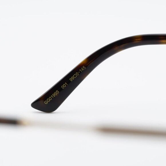 Gucci Gucci GG0199S 001 Sunglasses Shiny Black/Gold Shield Frame Size ONE SIZE - 5 Thumbnail